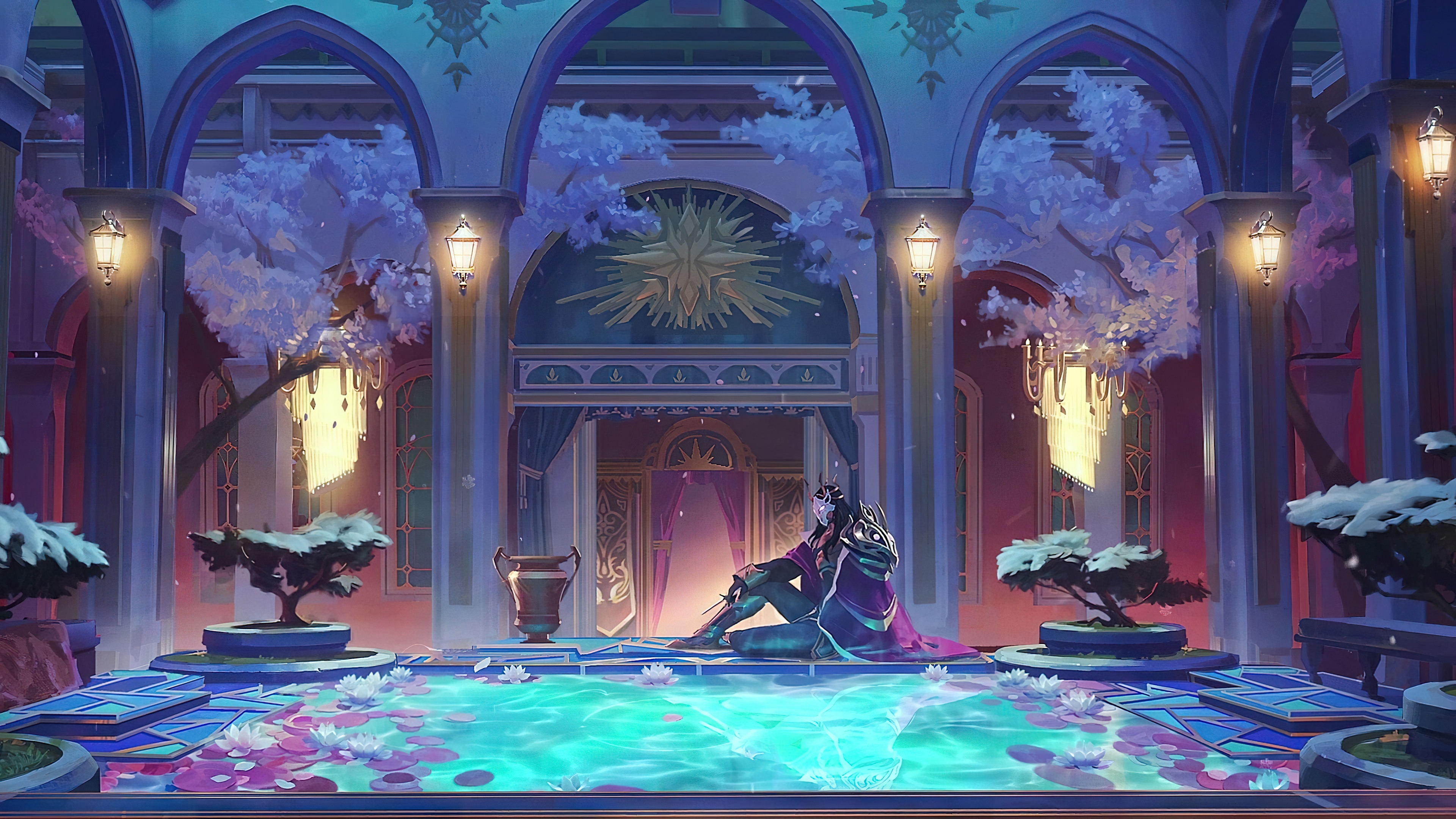 Winterblessed Swain in a Courtyard HD Wallpaper