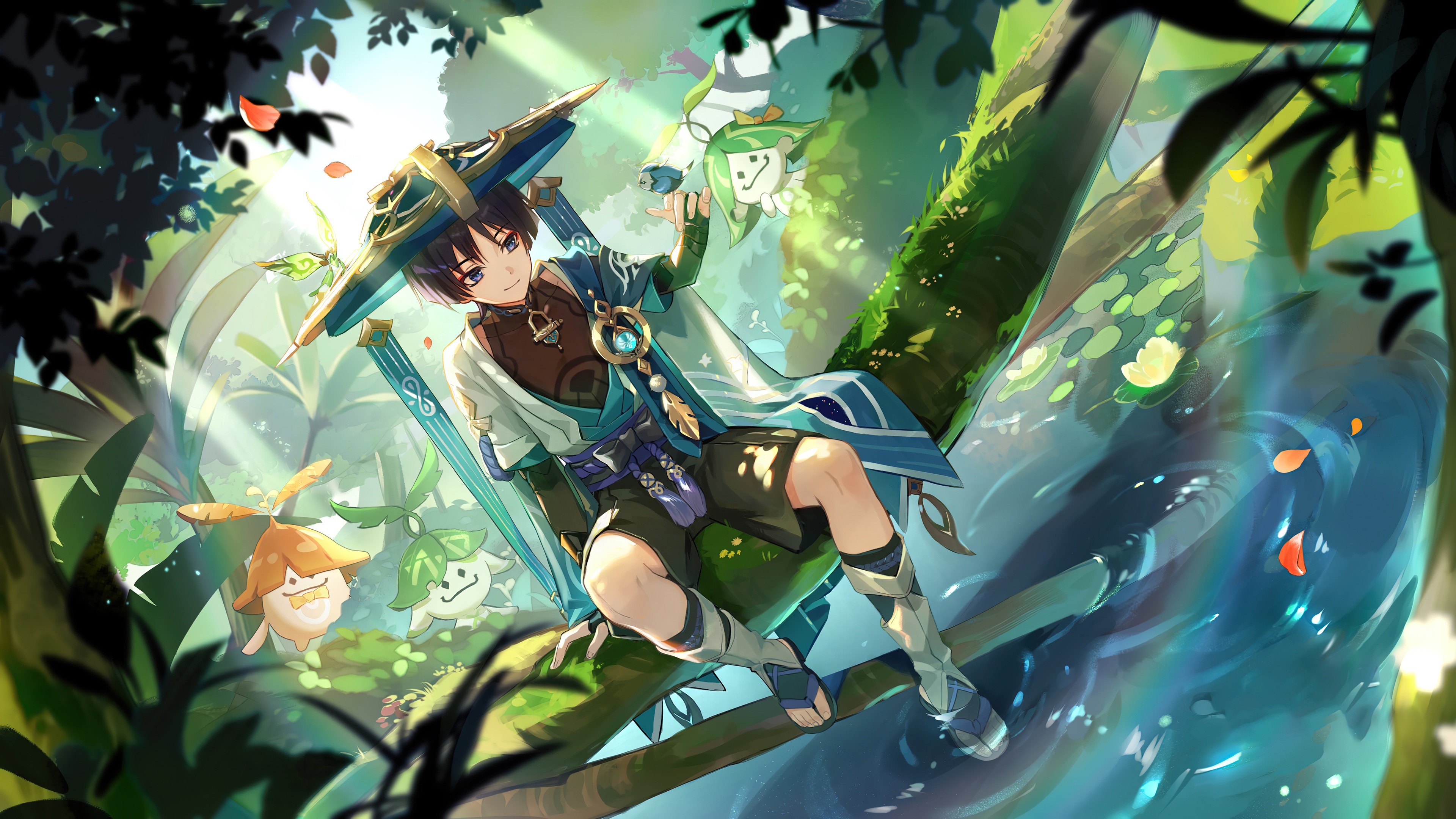 Wanderer and friends in Genshin Impact 4K HD Wallpaper