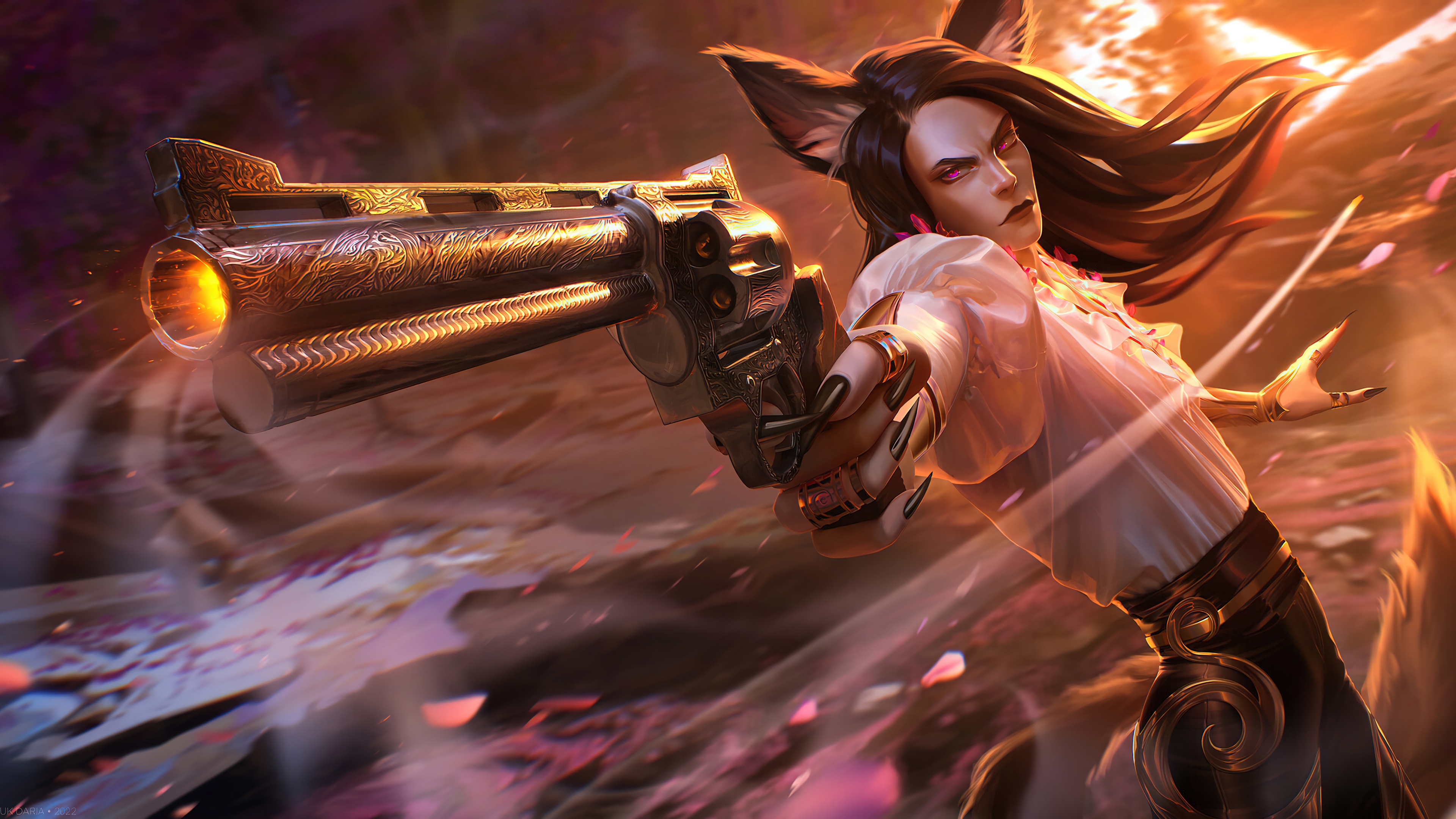 Fantasy character with a revolver 4K HD Wallpaper