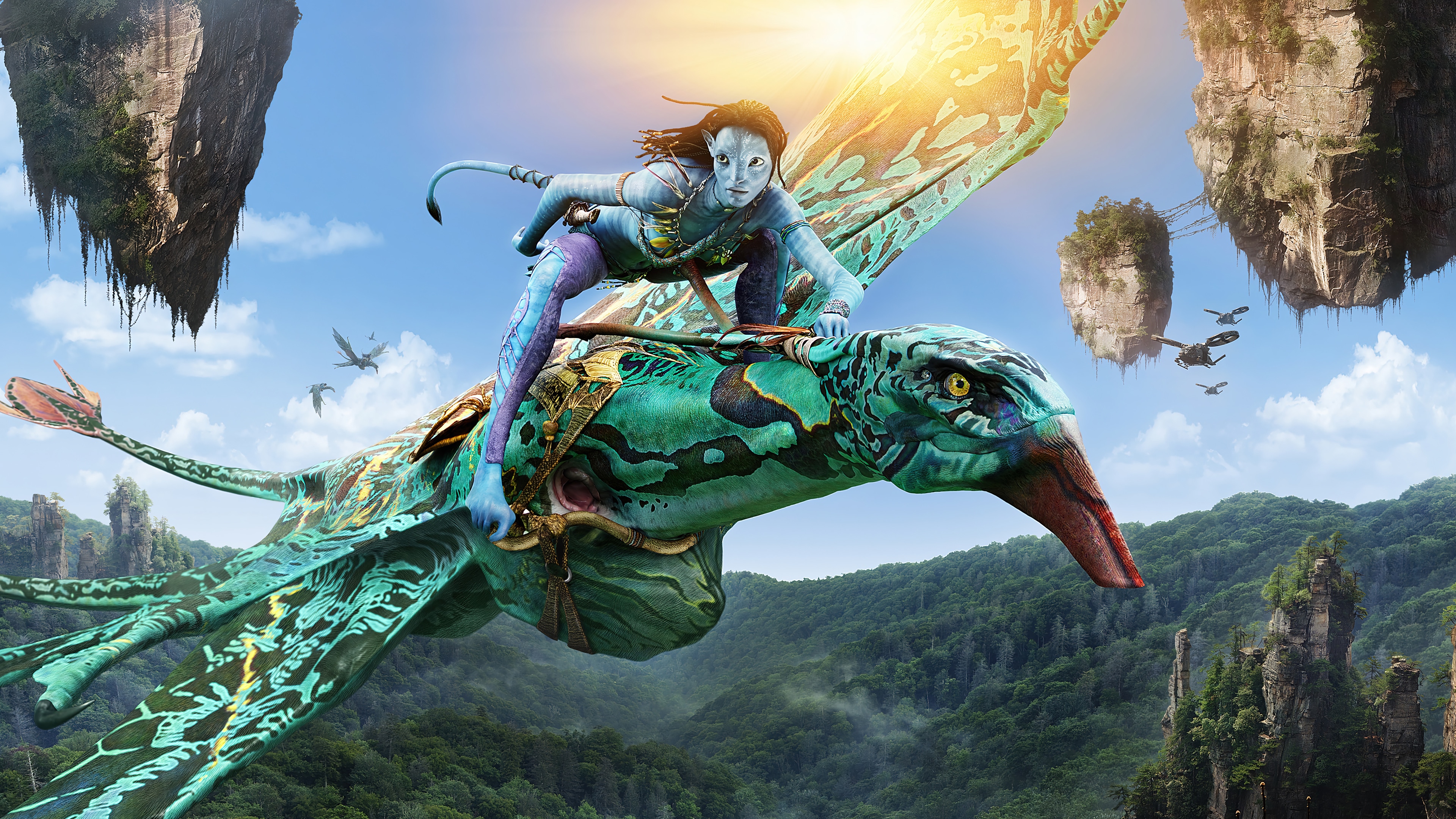 Neytiri riding a banshee in Avatar 4K HD Wallpaper