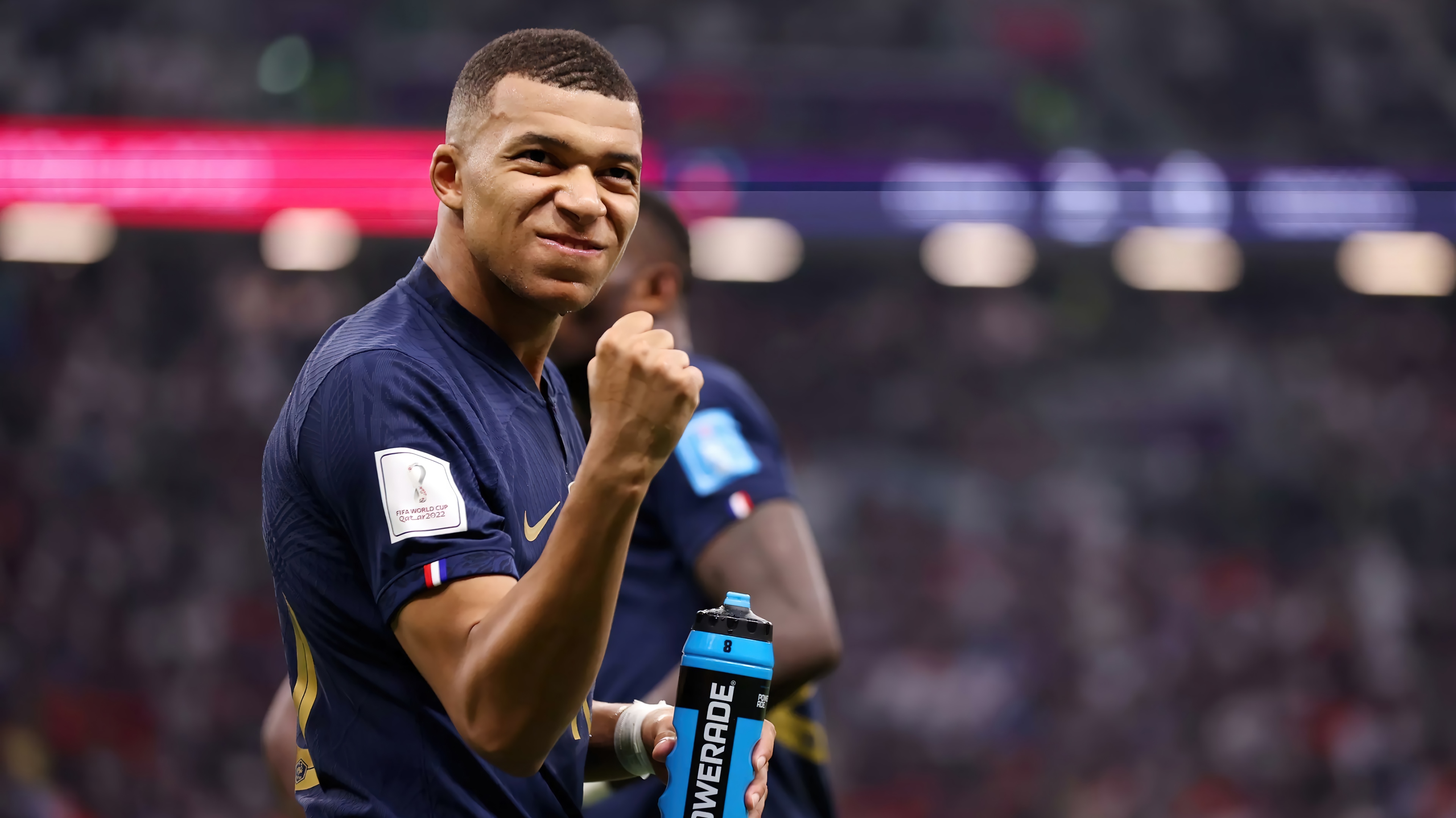 Kylian Mbappé of France with Powerade bottle HD Wallpaper