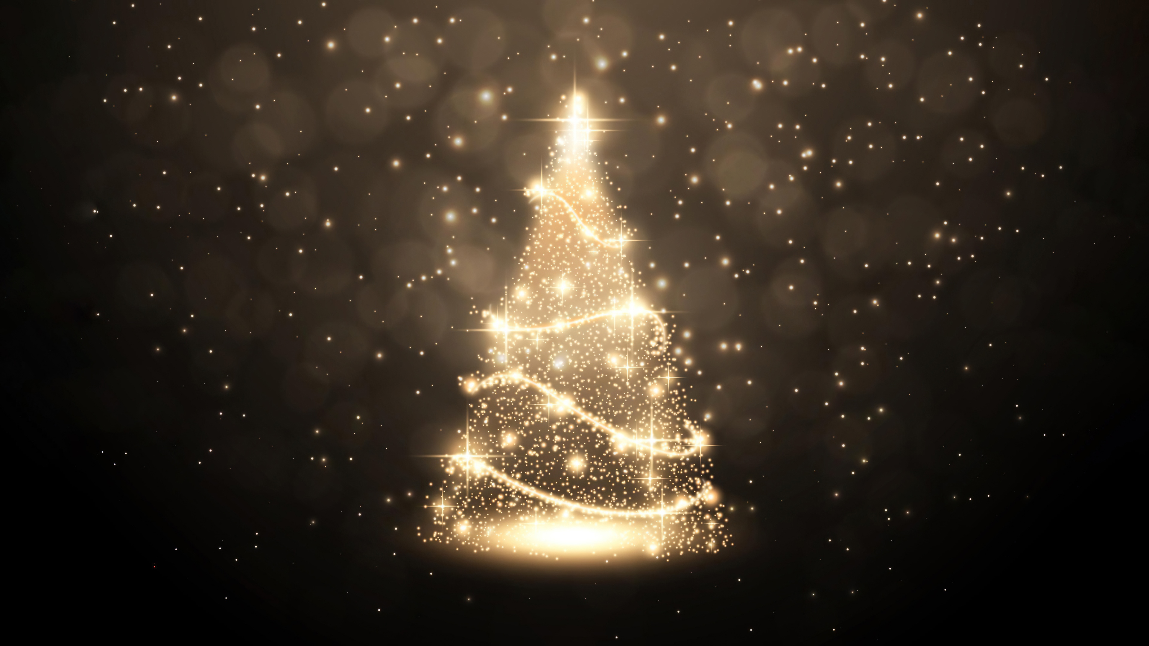 Sparkling Christmas Tree with Lights and Snow HD Wallpaper