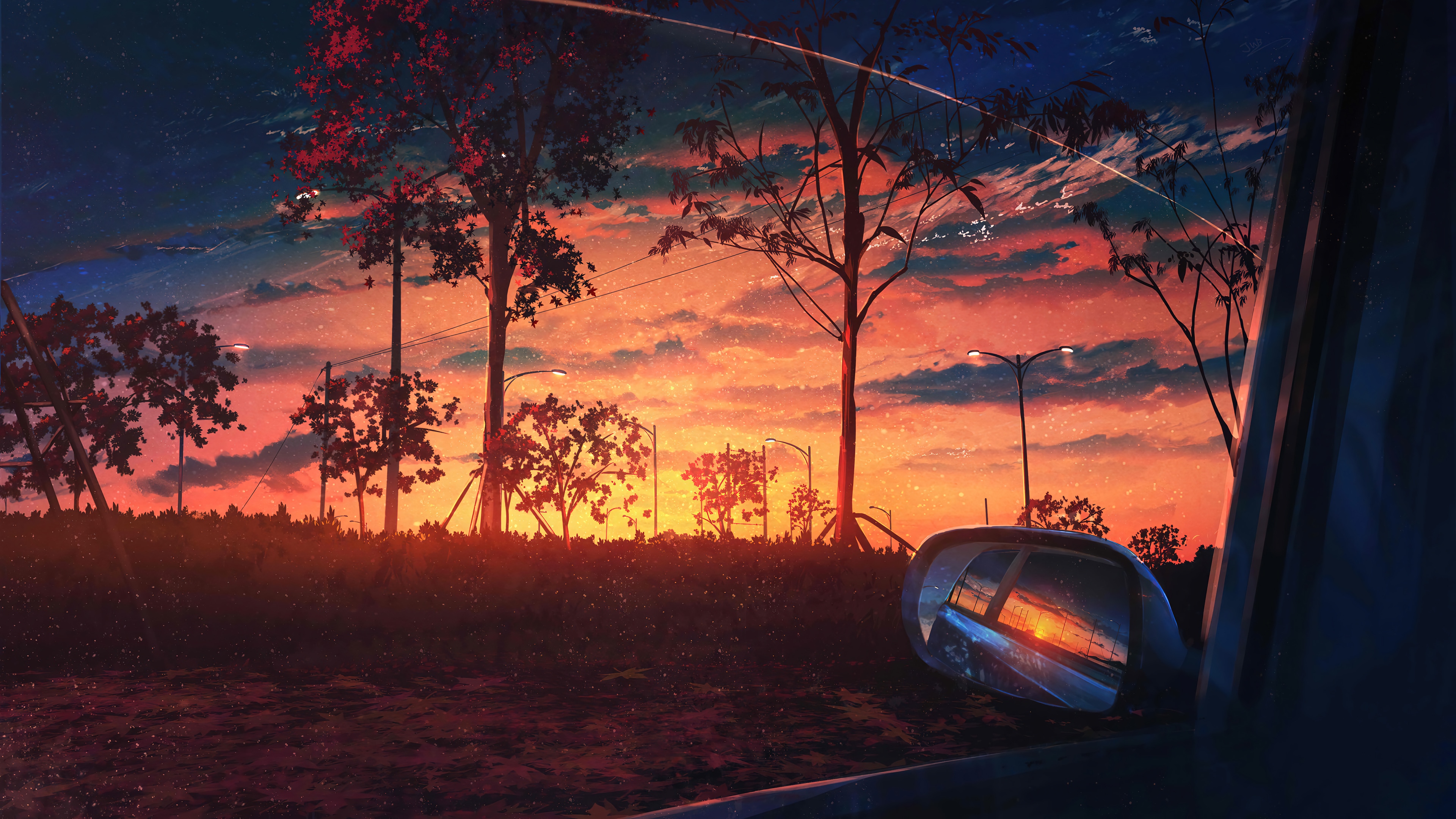 Anime Sunset Scenery 4K HD Wallpaper