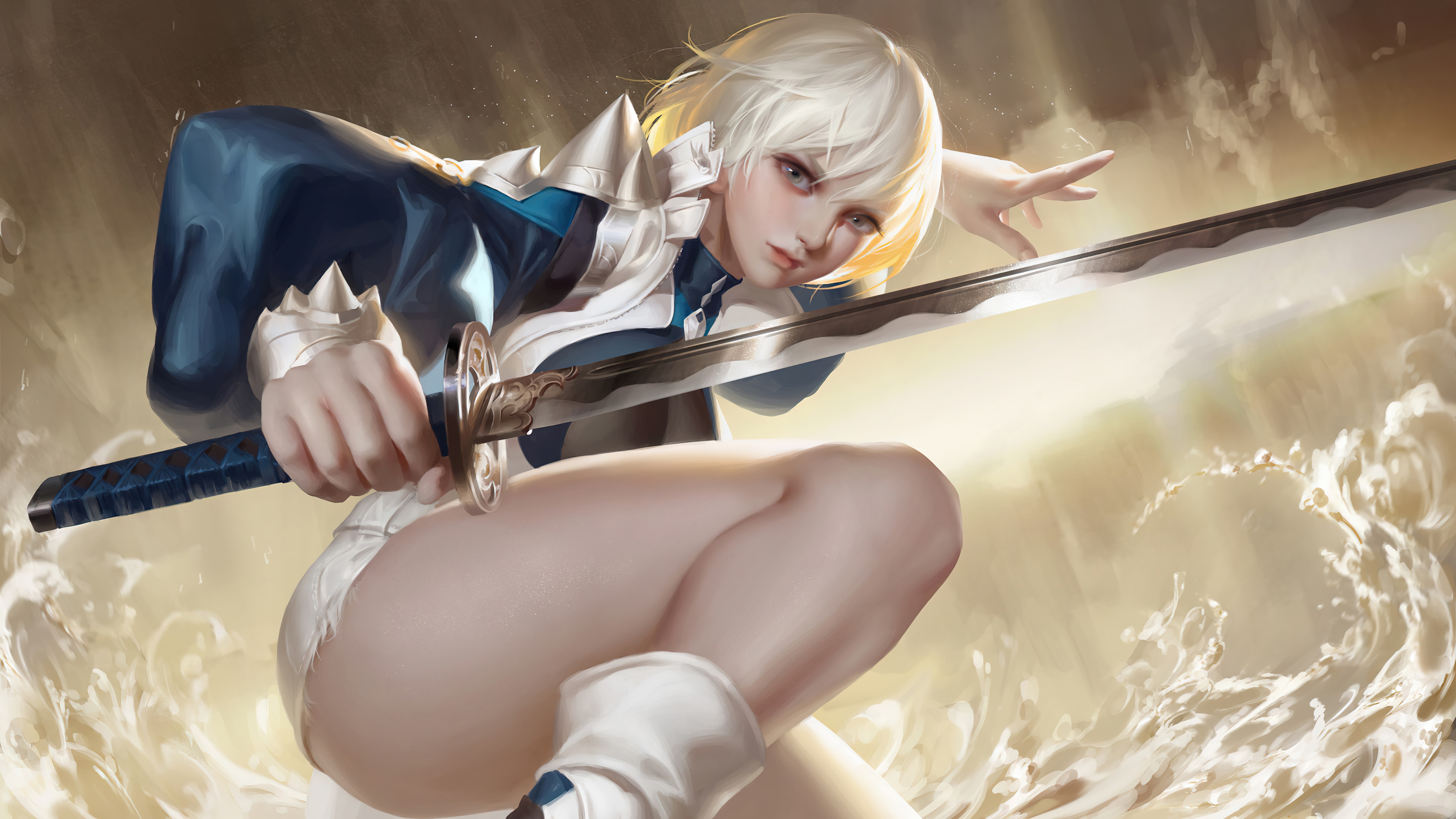 Anime Girl with Katana in 4K HD Wallpaper