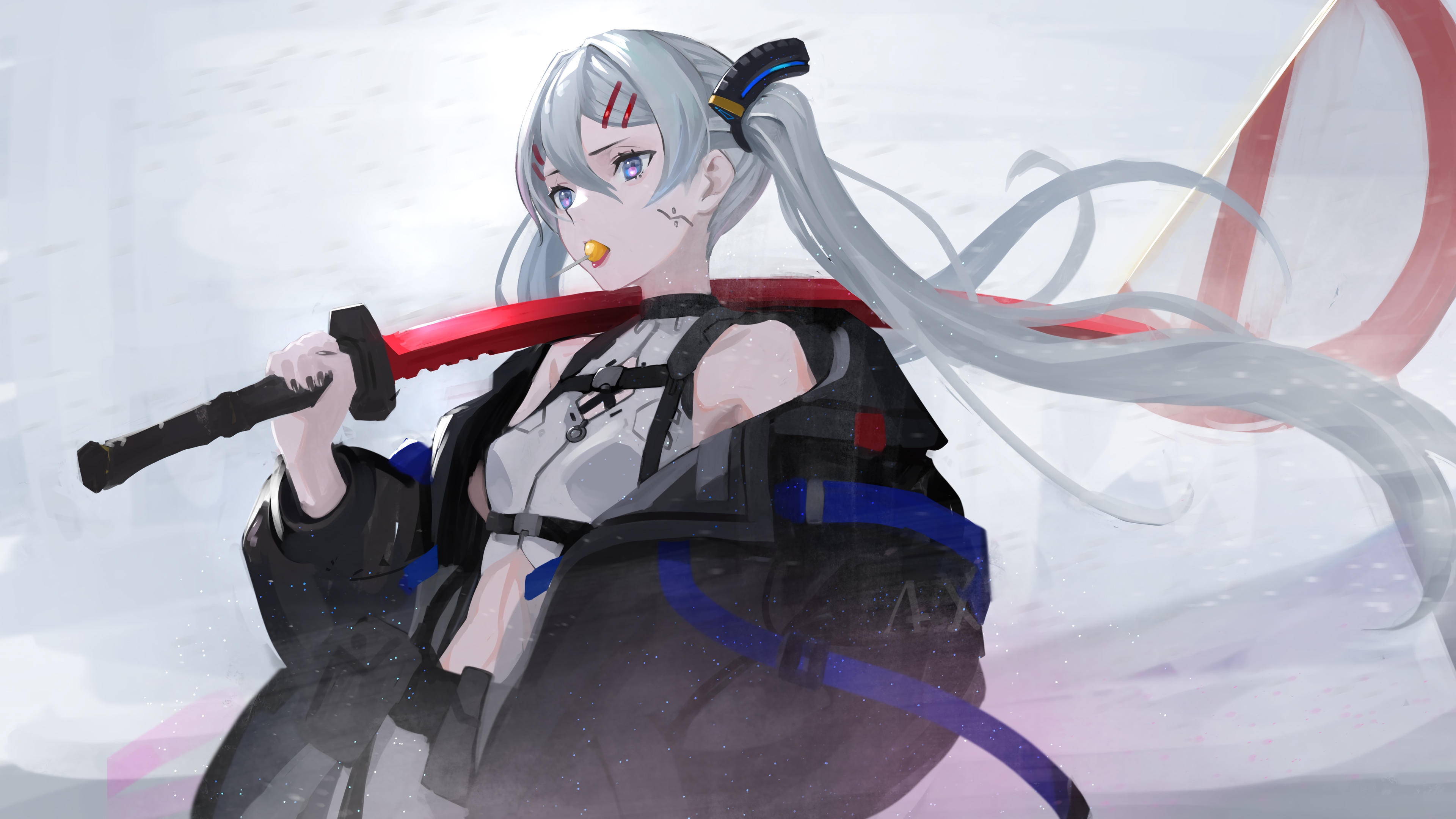 Anime Girl with Katana 4K HD Wallpaper