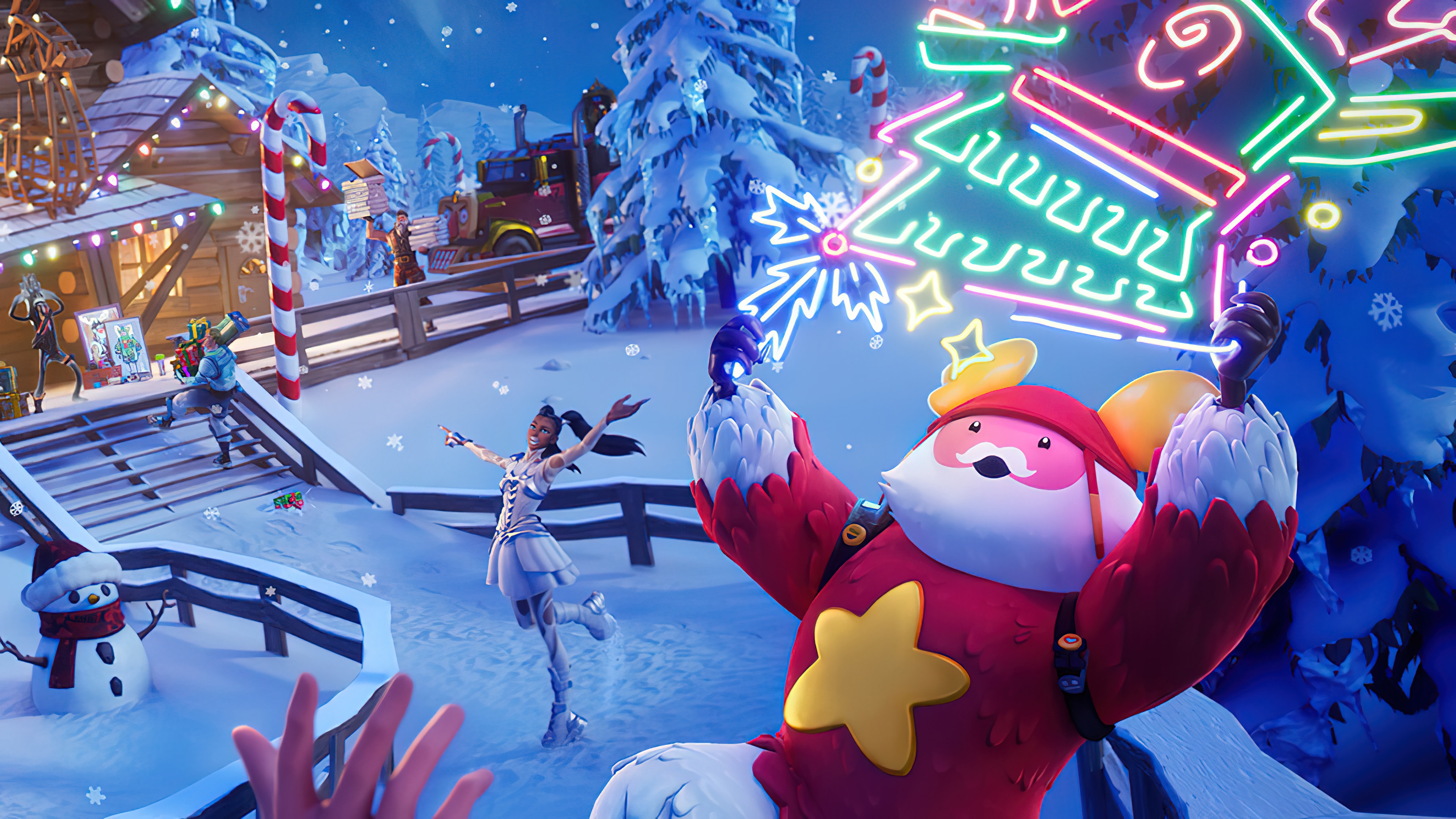 Fortnite Winter Village with Santa Character HD Wallpaper