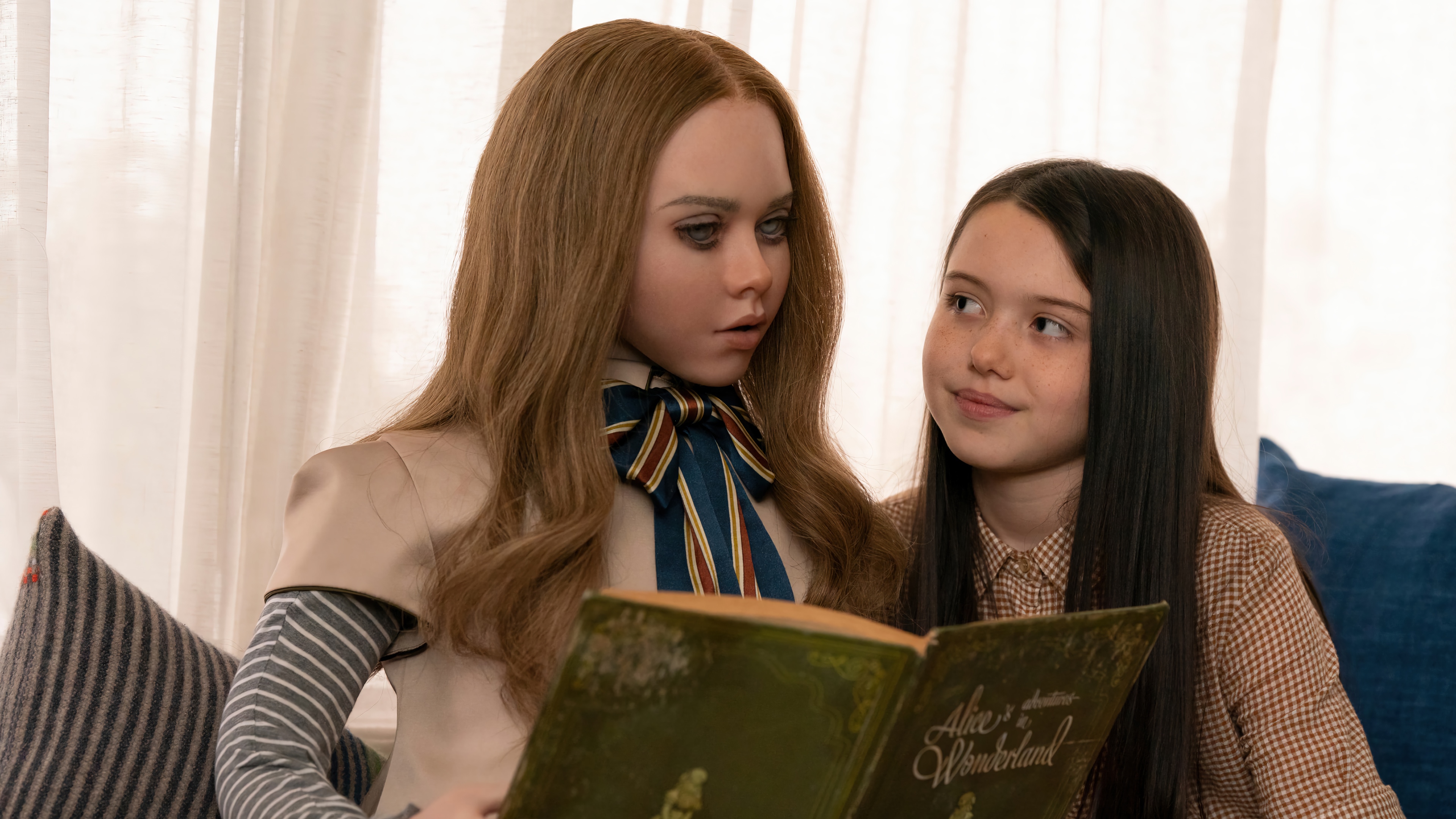 M3gan and a girl reading Alice in Wonderland HD Wallpaper