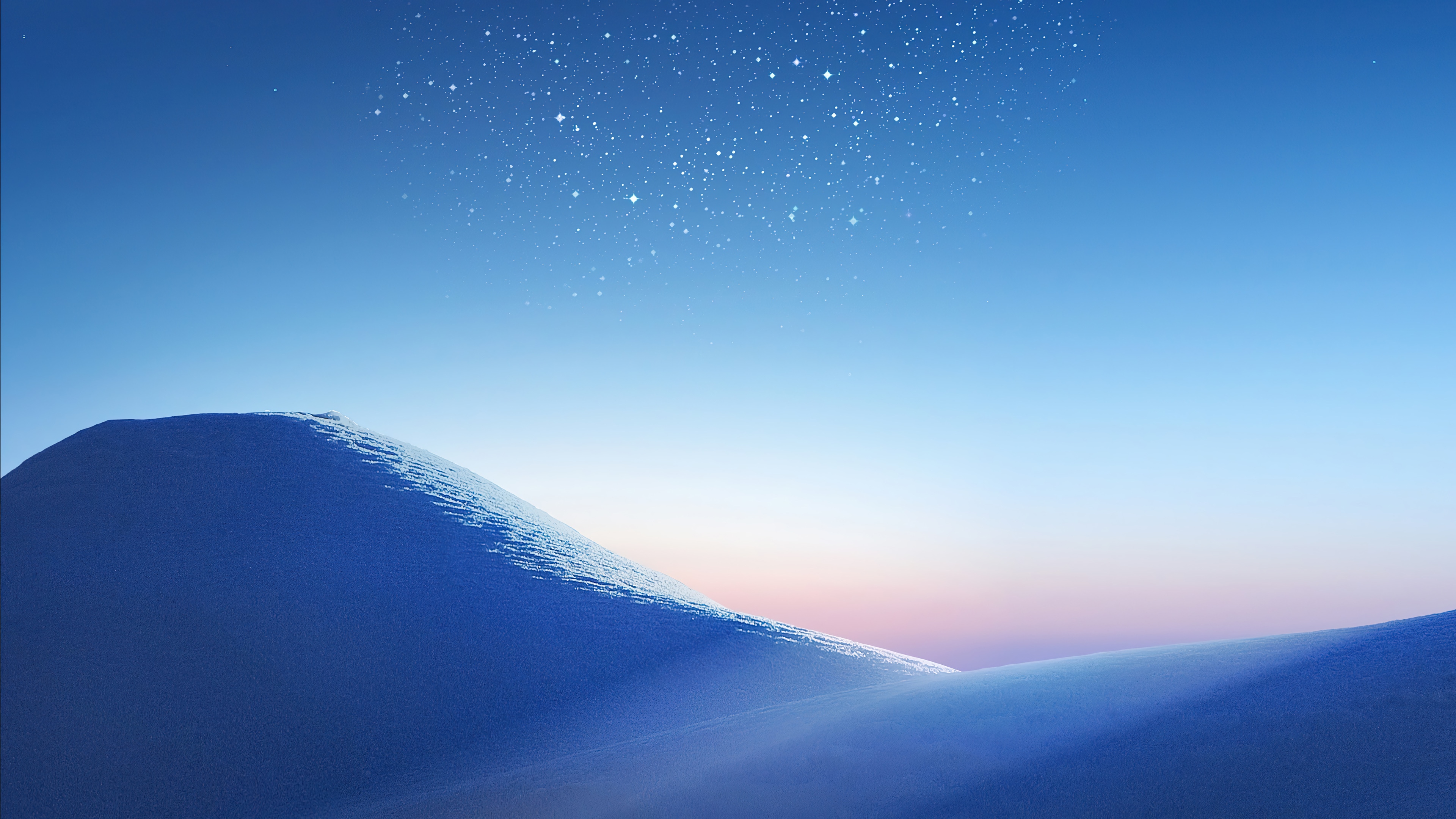 Snowy Hills Under a Starry Sky 4K HD Wallpaper