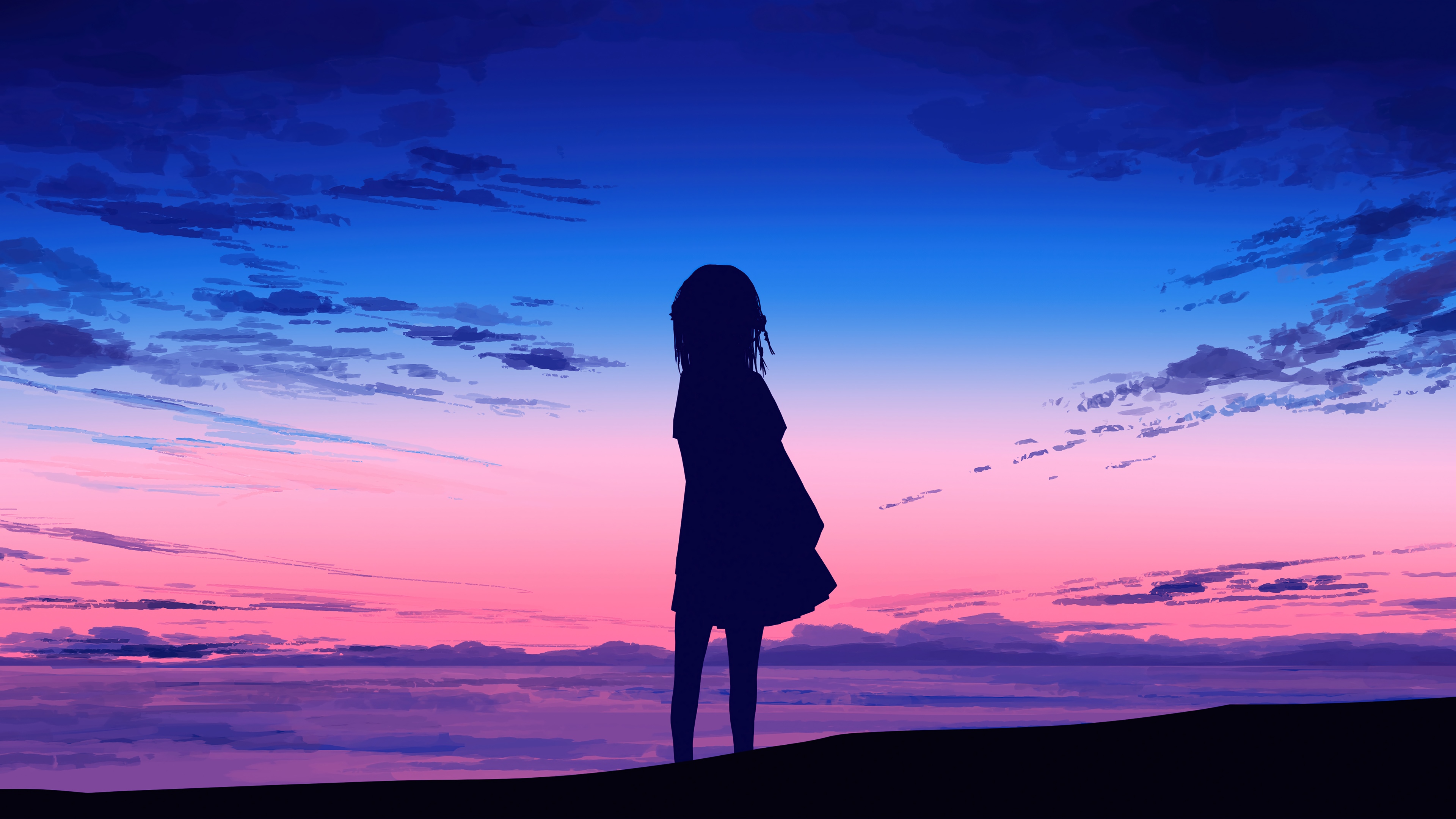 Anime Girls Anime Silhouette Sunrise Scenery 4k HD Wallpaper Anime Girls Anime Silhouette Sunrise Scenery 4k HD Wallpaper