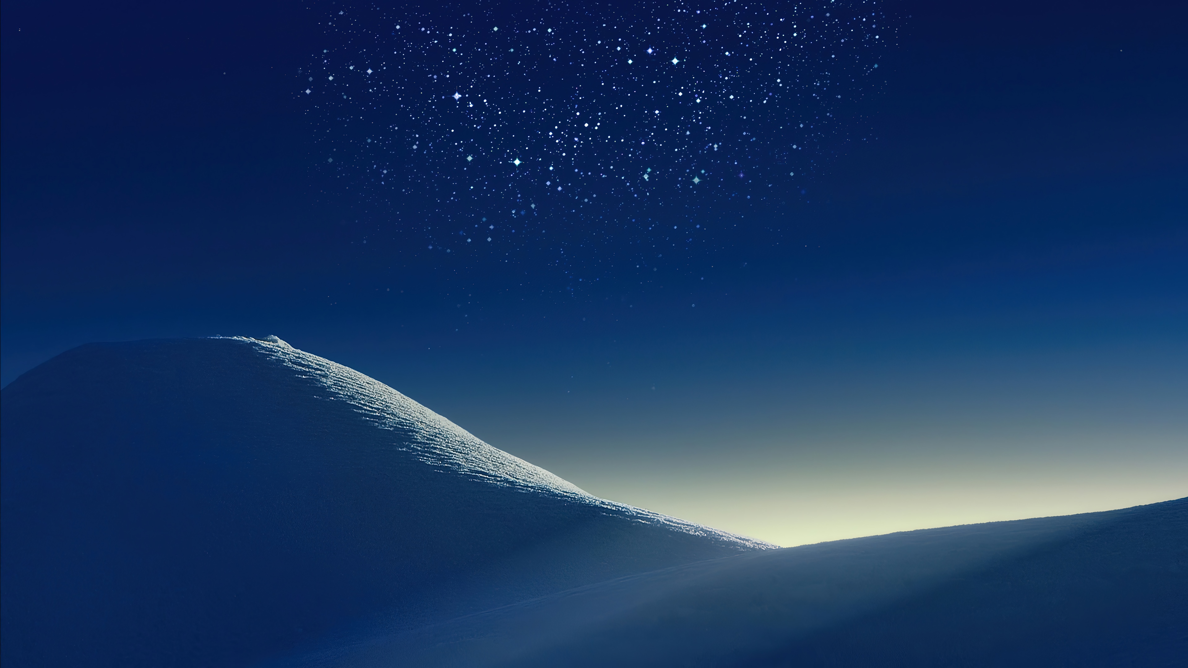 Starry Night over Snowy Hills 4K HD Wallpaper