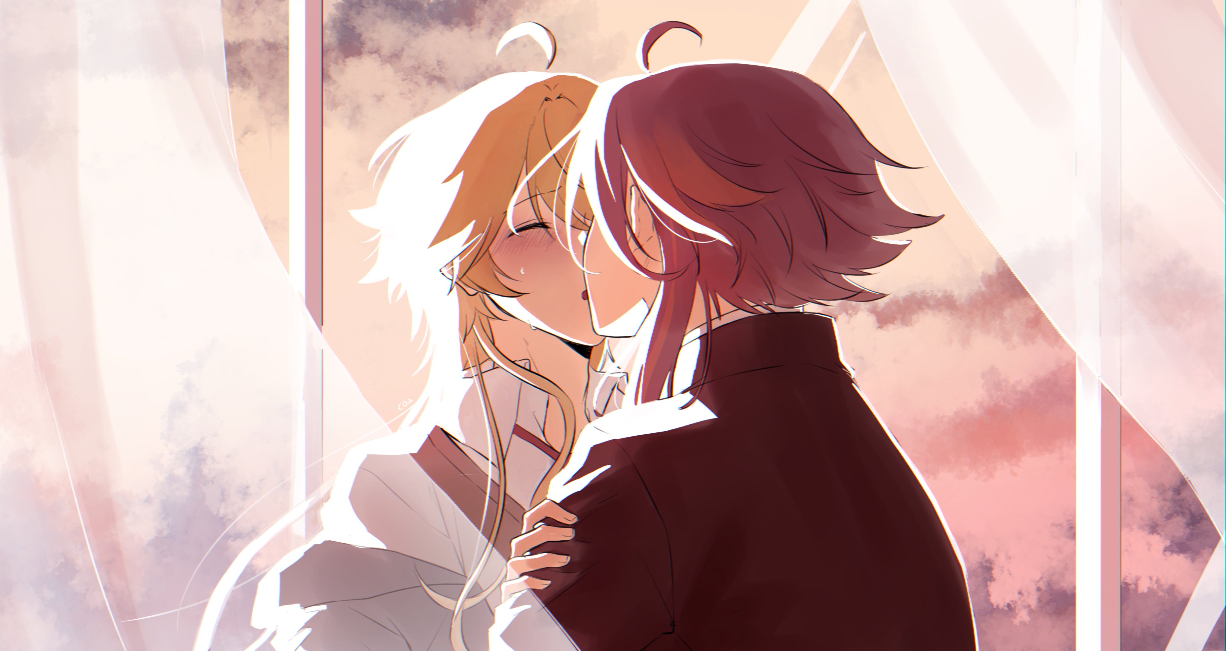 Aether and Xiao Sharing a Kiss in 4K HD Wallpaper