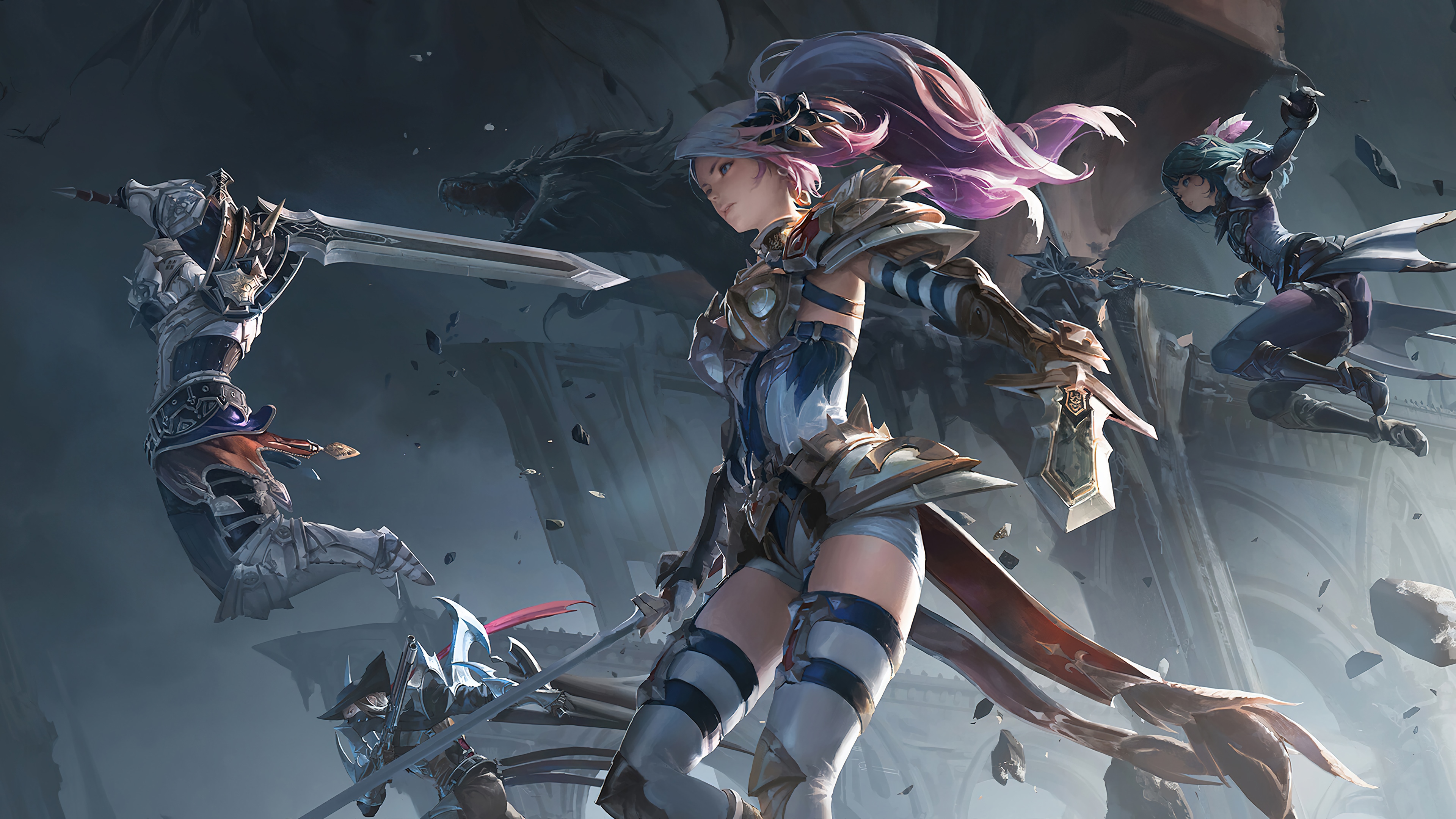 Fantasy Warriors in Combat 4K HD Wallpaper