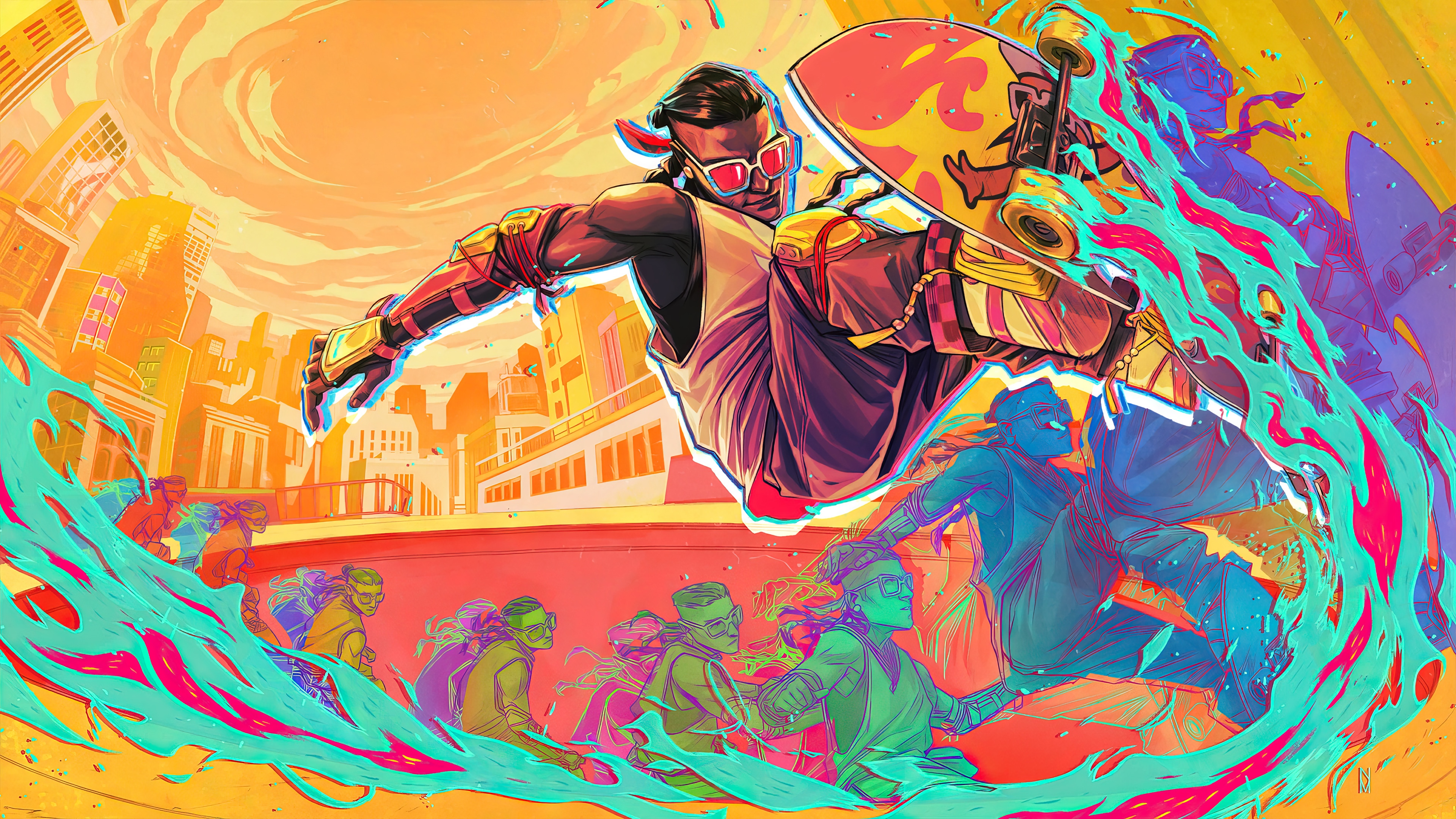 Fortnite Skater Performing Trick in City HD Wallpaper