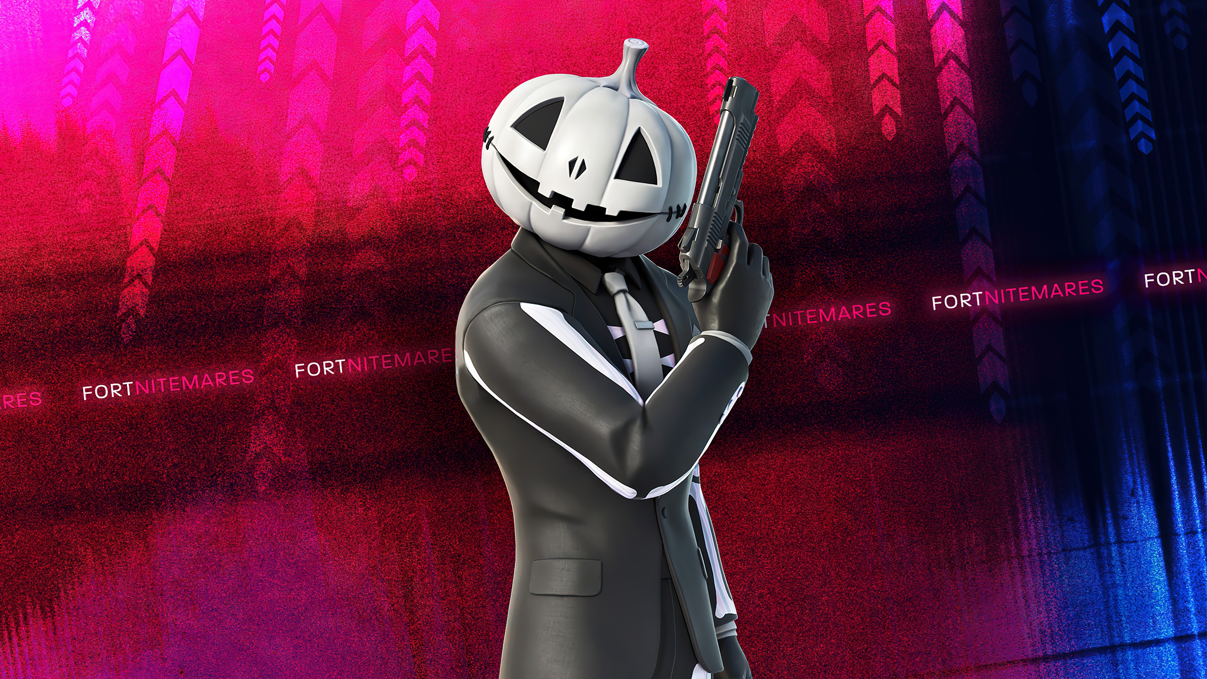 Fortnite 4K Jack O'Lantern character with gun HD Wallpaper