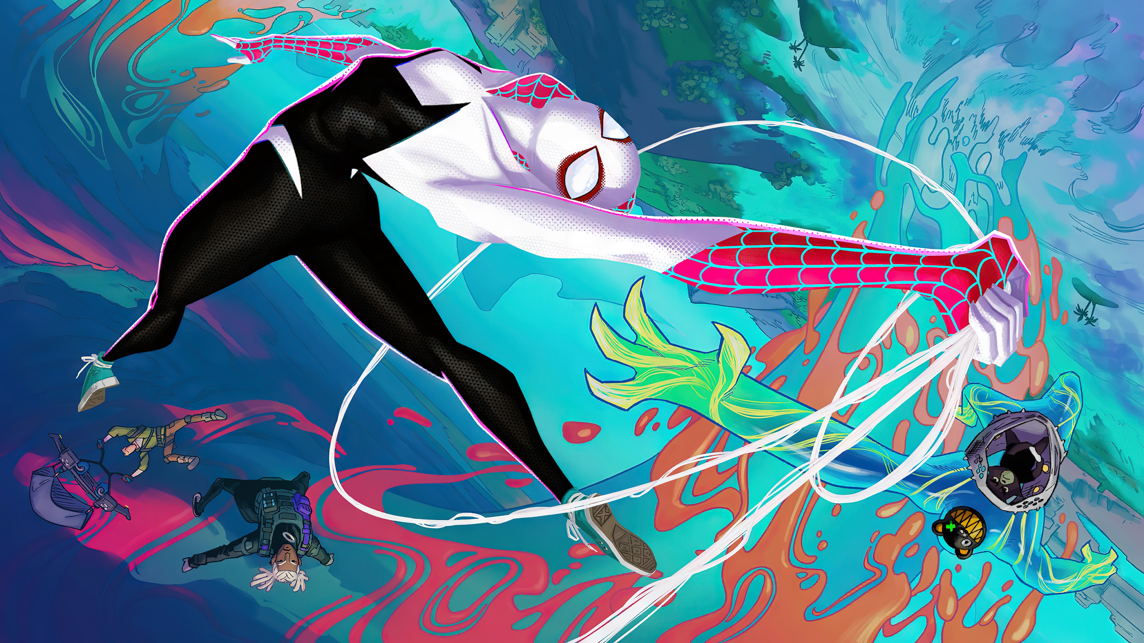 Spider-Gwen and allies in Fortnite 4K HD Wallpaper