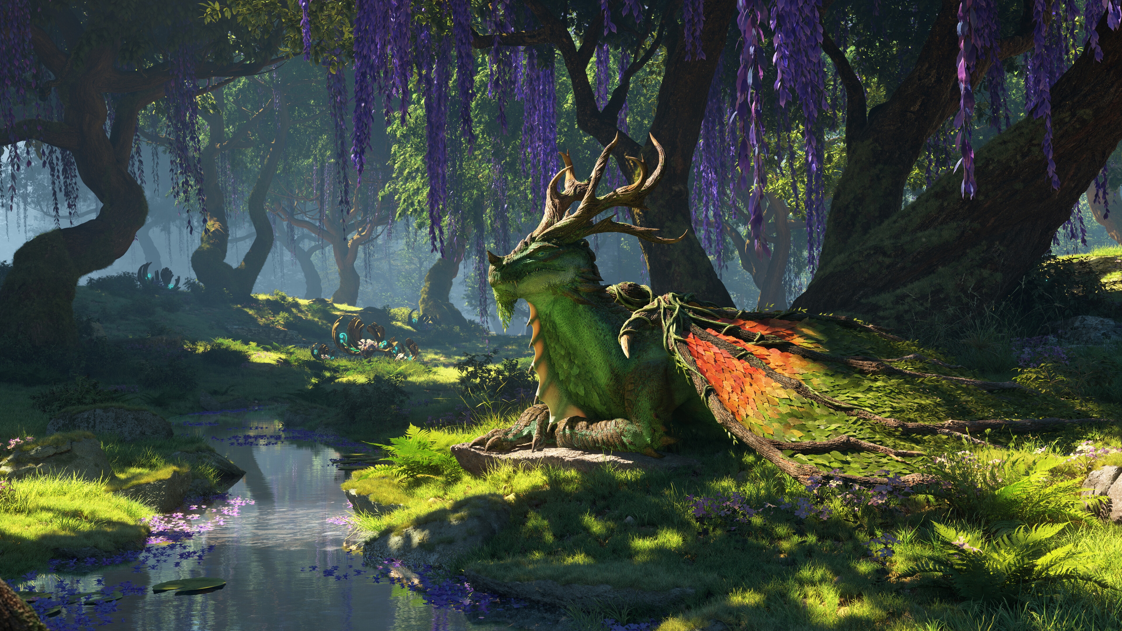 World of Warcraft: Dragonflight Dragon in Forest HD Wallpaper