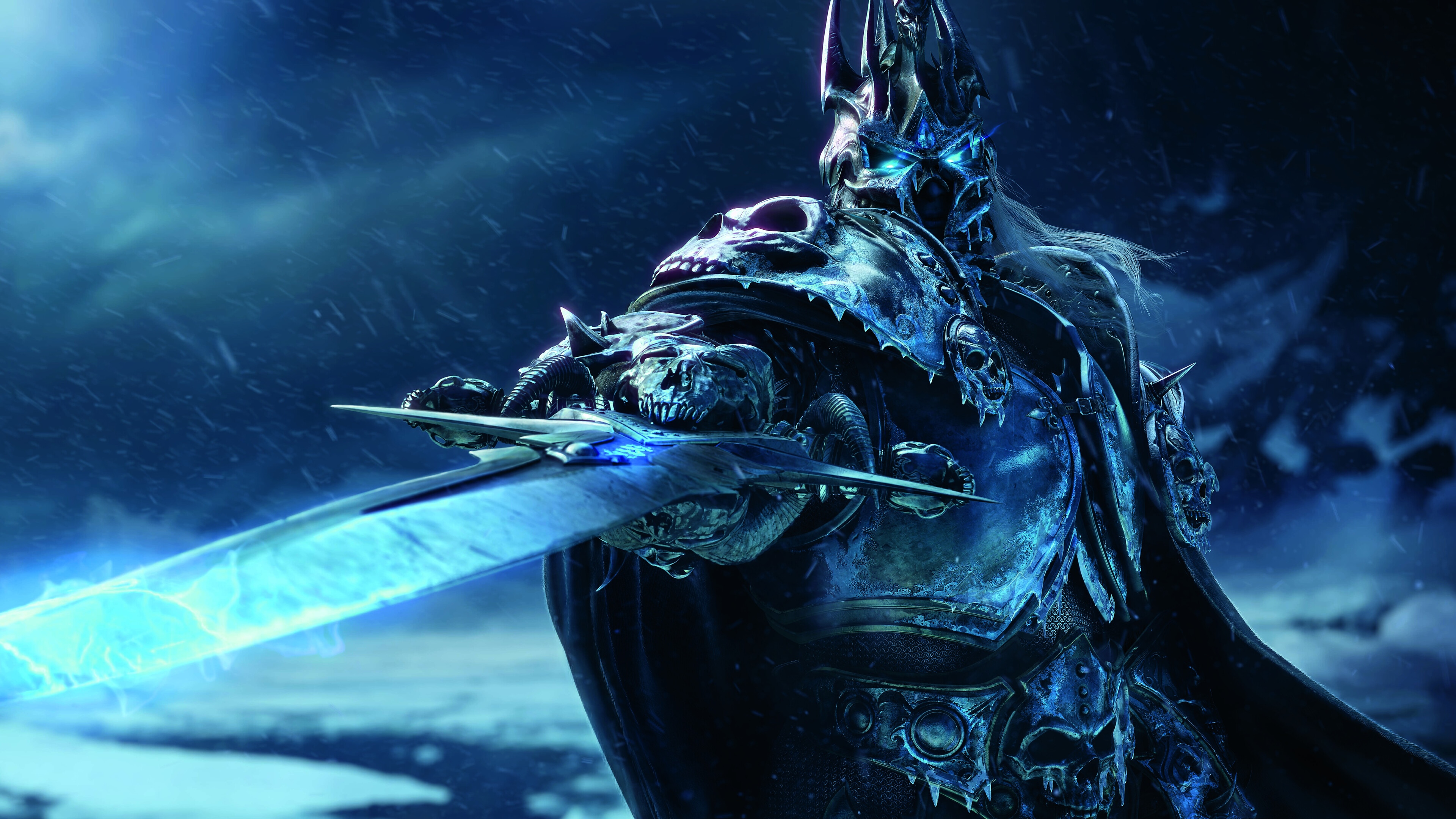 Lich King from World of Warcraft holding Frostmourne 4K HD Wallpaper