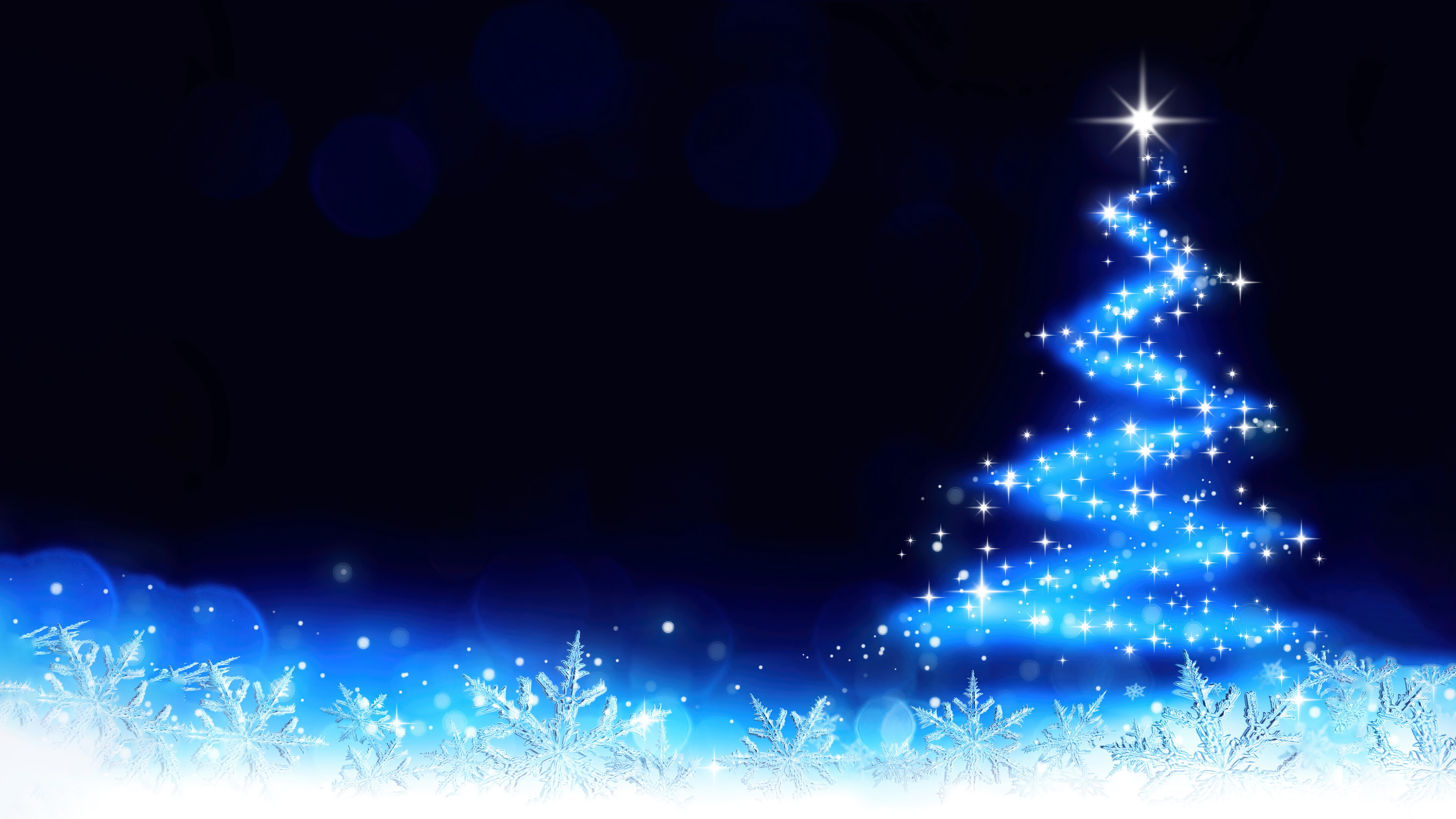 Christmas Tree with Snowflakes and Stars HD Wallpaper