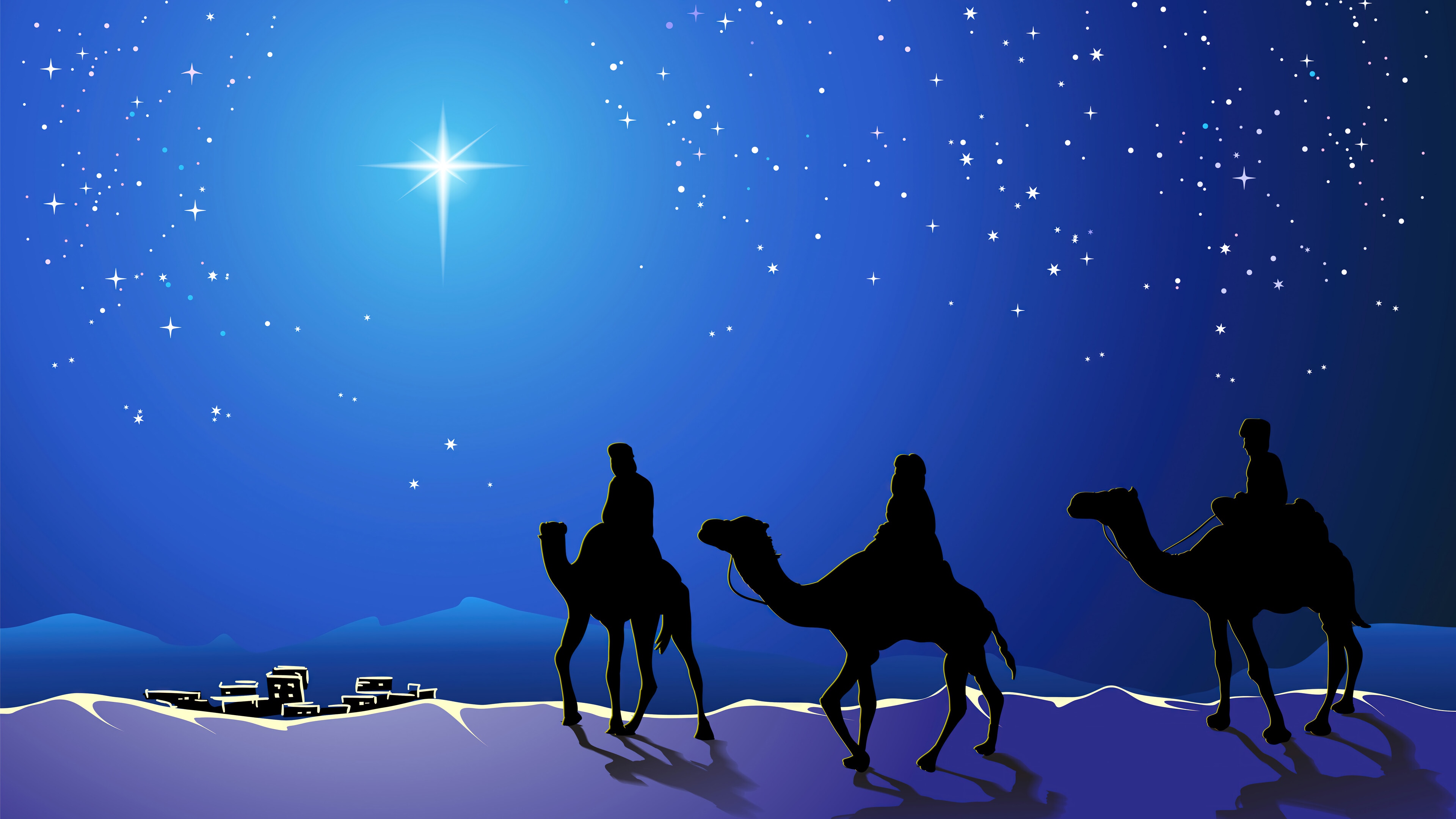 Three Wise Men following the Star of Bethlehem 4K HD Wallpaper