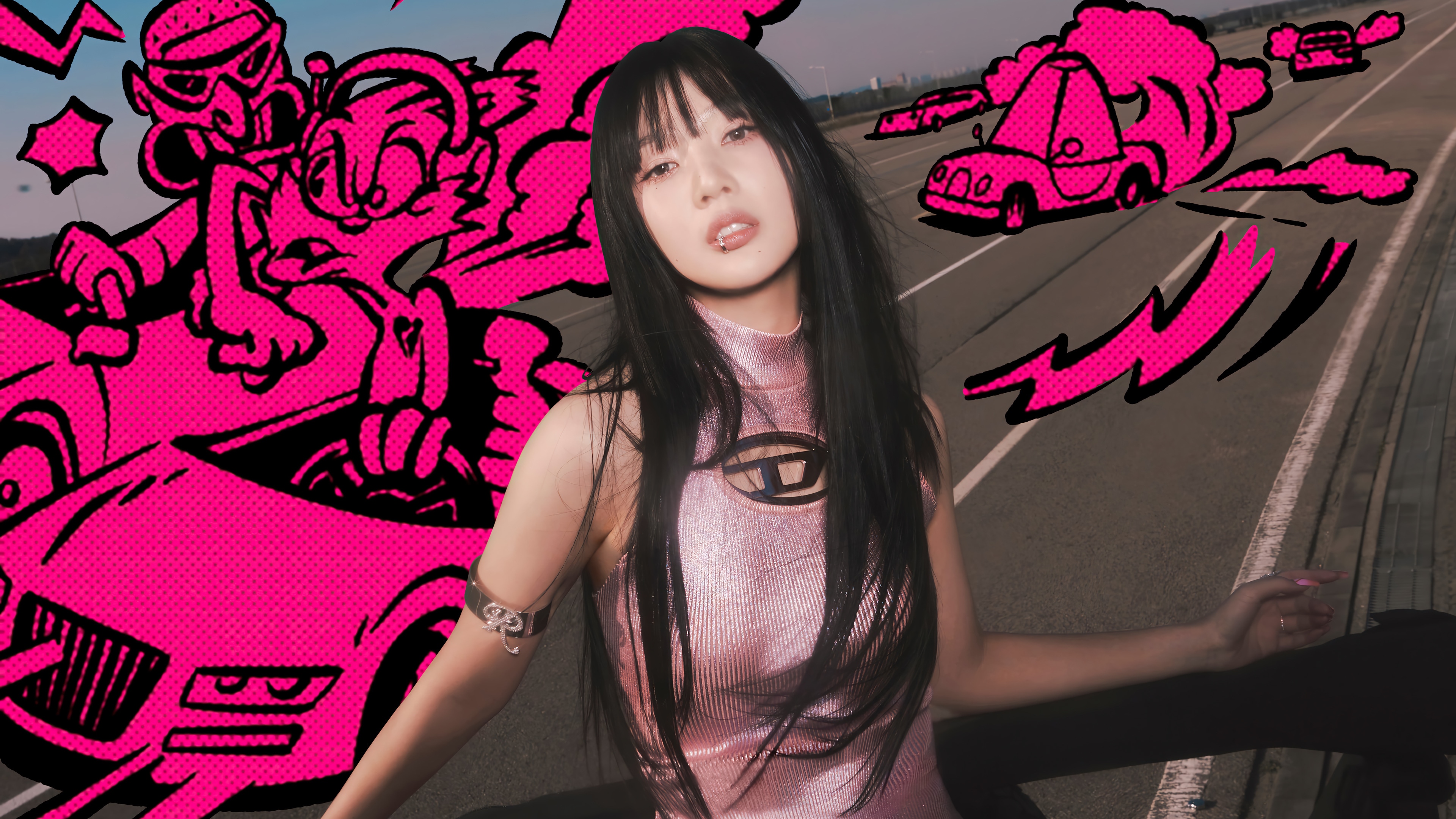 Joy from Red Velvet in a pink dress HD Wallpaper