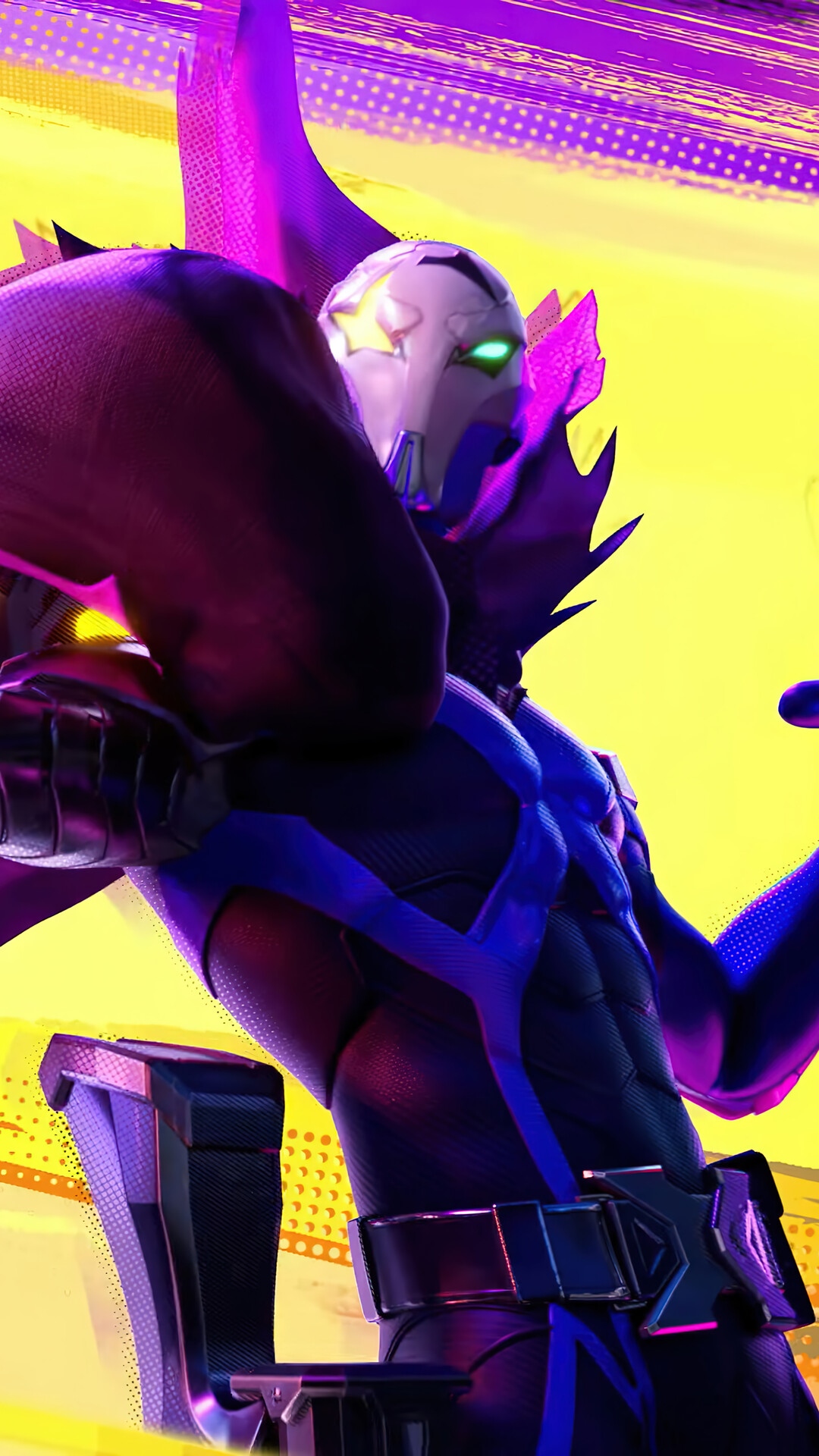 Jhin from League of Legends in a purple and yellow background HD Phone Wallpaper