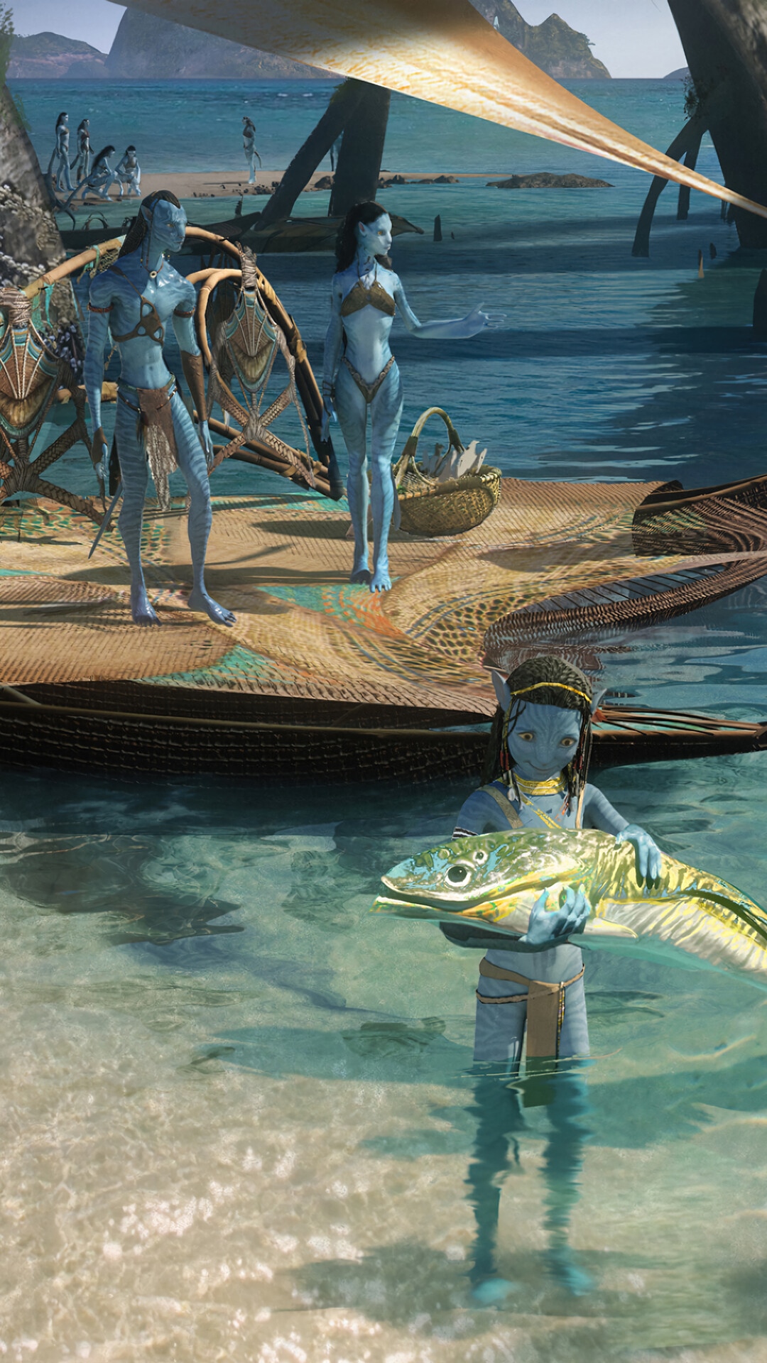 Avatar: The Way of Water characters on a beach HD Phone Wallpaper