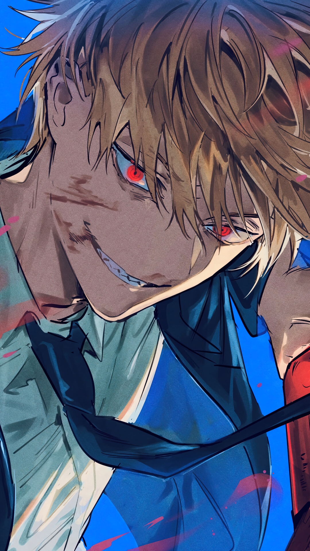 Denji with red eyes from Chainsaw Man HD Phone Wallpaper