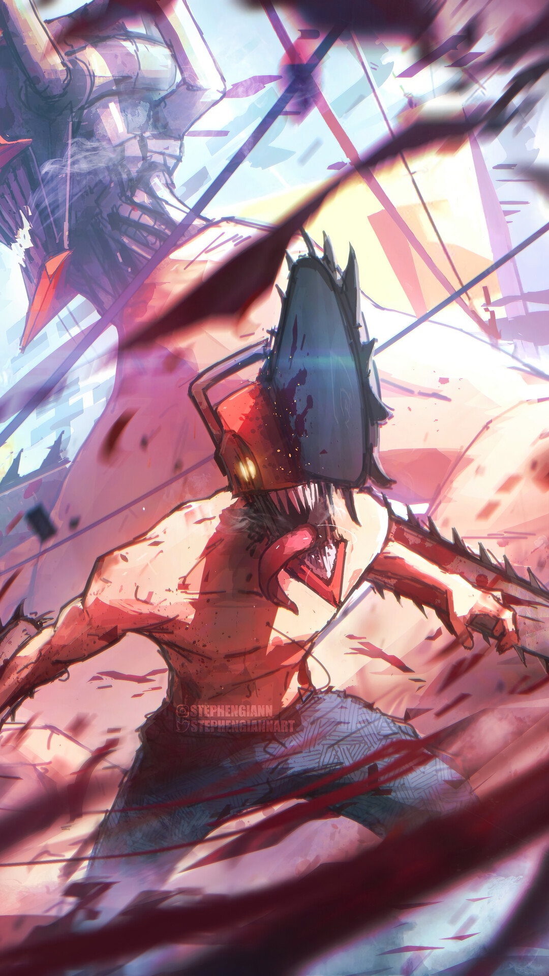 Denji in Chainsaw Man Hybrid Devil Form HD Phone Wallpaper