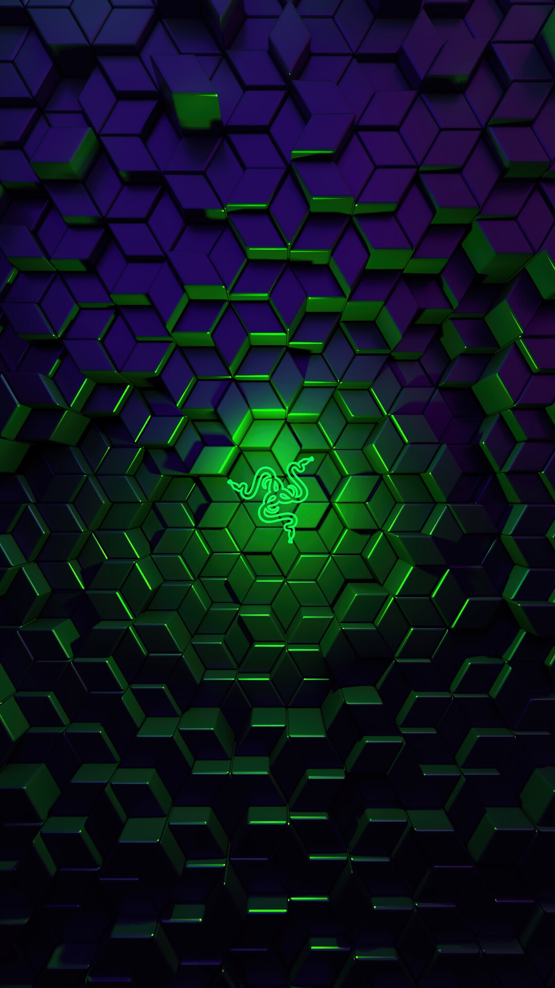 Razer logo on a dark hexagonal background HD Phone Wallpaper