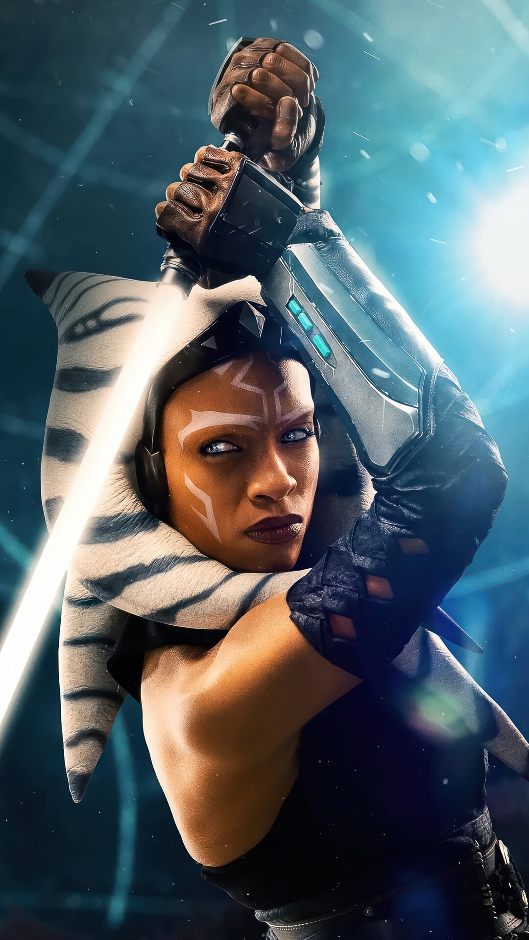 Ahsoka Tano with a Lightsaber HD Phone Wallpaper