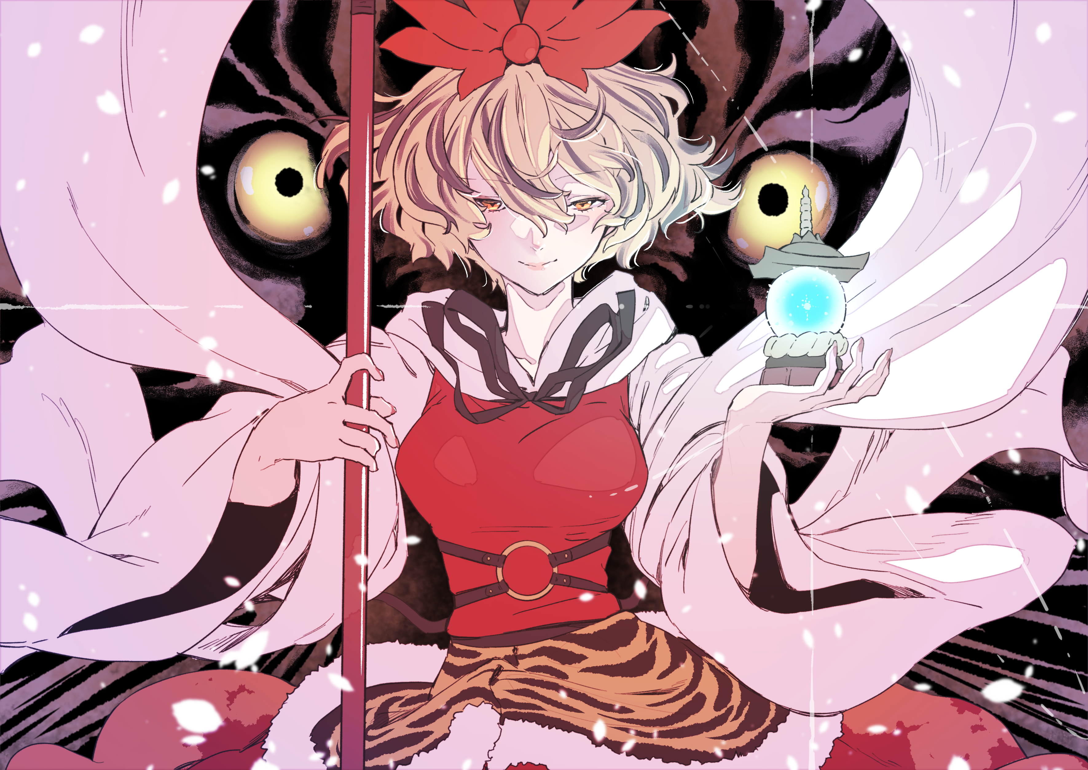 Shou Toramaru from Touhou holding a glowing orb HD Wallpaper