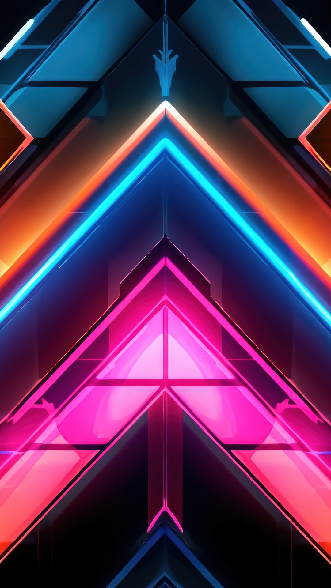 Abstract geometric shapes with neon lights HD Phone Wallpaper