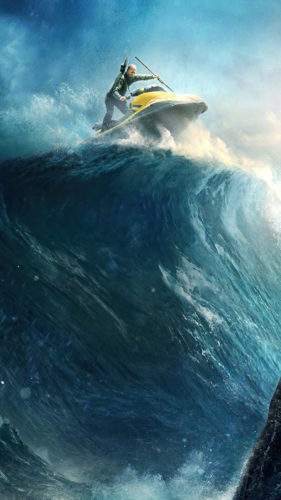 Meg 2: The Trench - Jason Statham on Jet Ski HD Phone Wallpaper