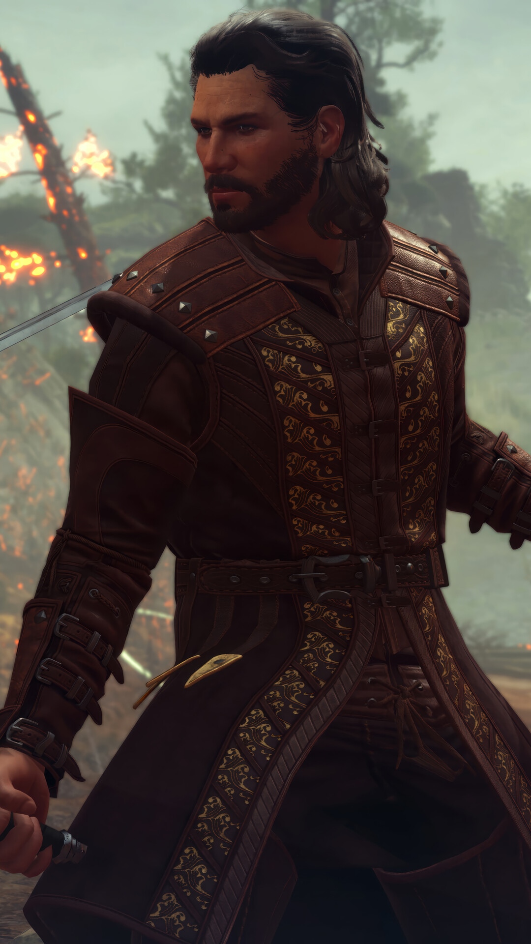 Baldur's Gate 3 character with sword HD Phone Wallpaper