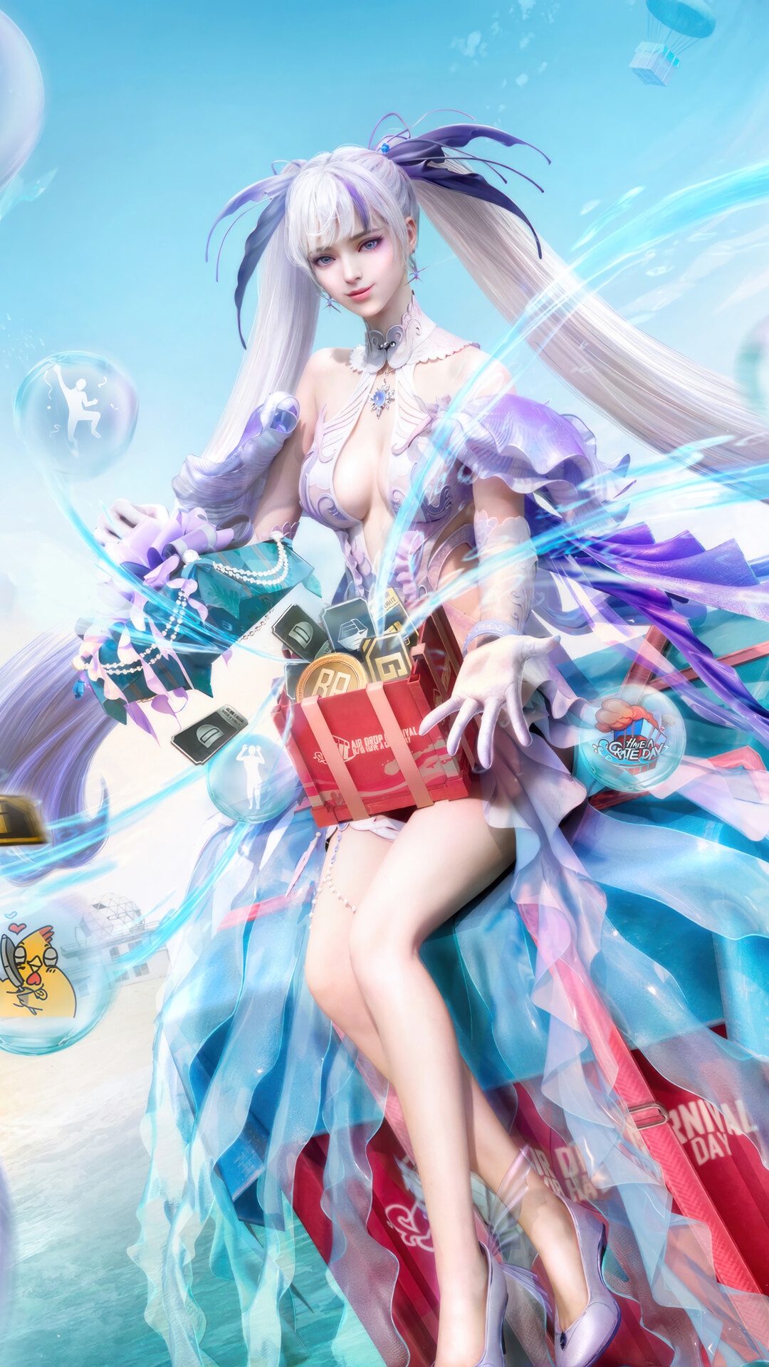 PUBG Mobile Marmoris X-Suit Girl with Gifts HD Phone Wallpaper