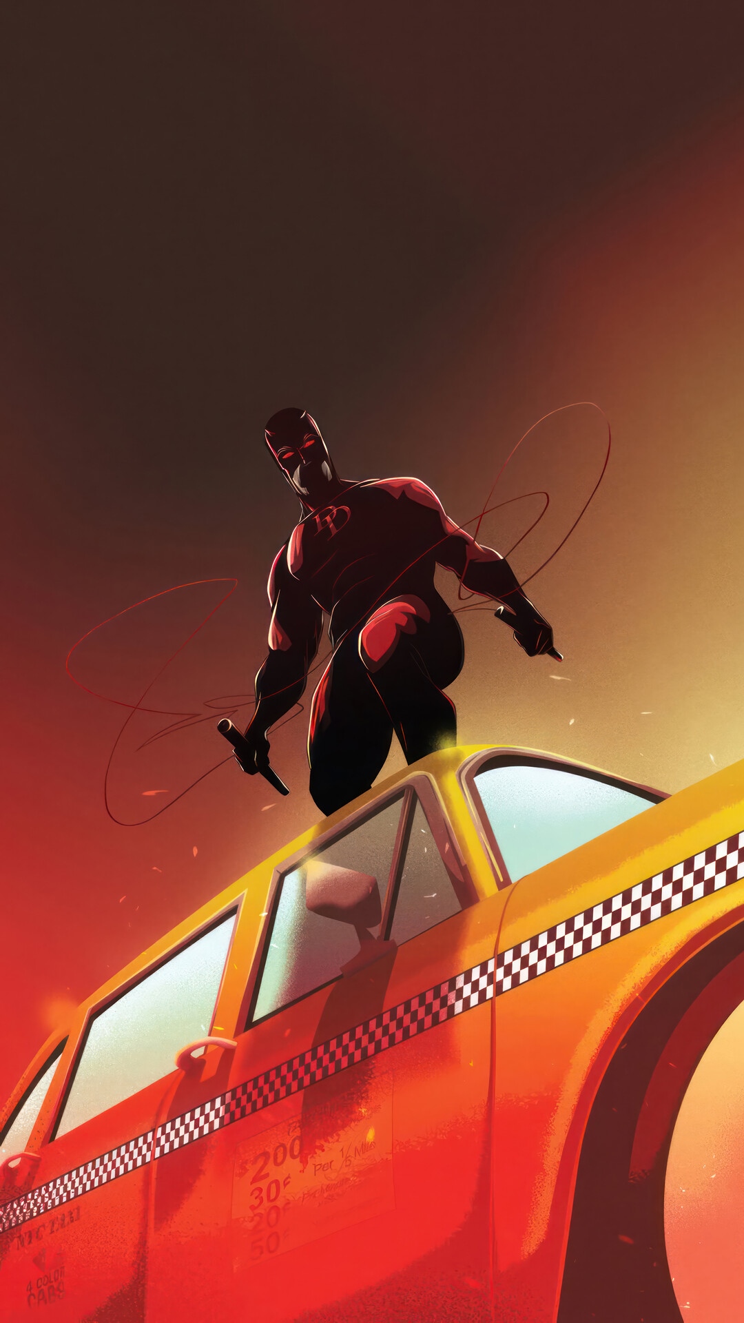 Daredevil on a New York City Taxi HD Phone Wallpaper