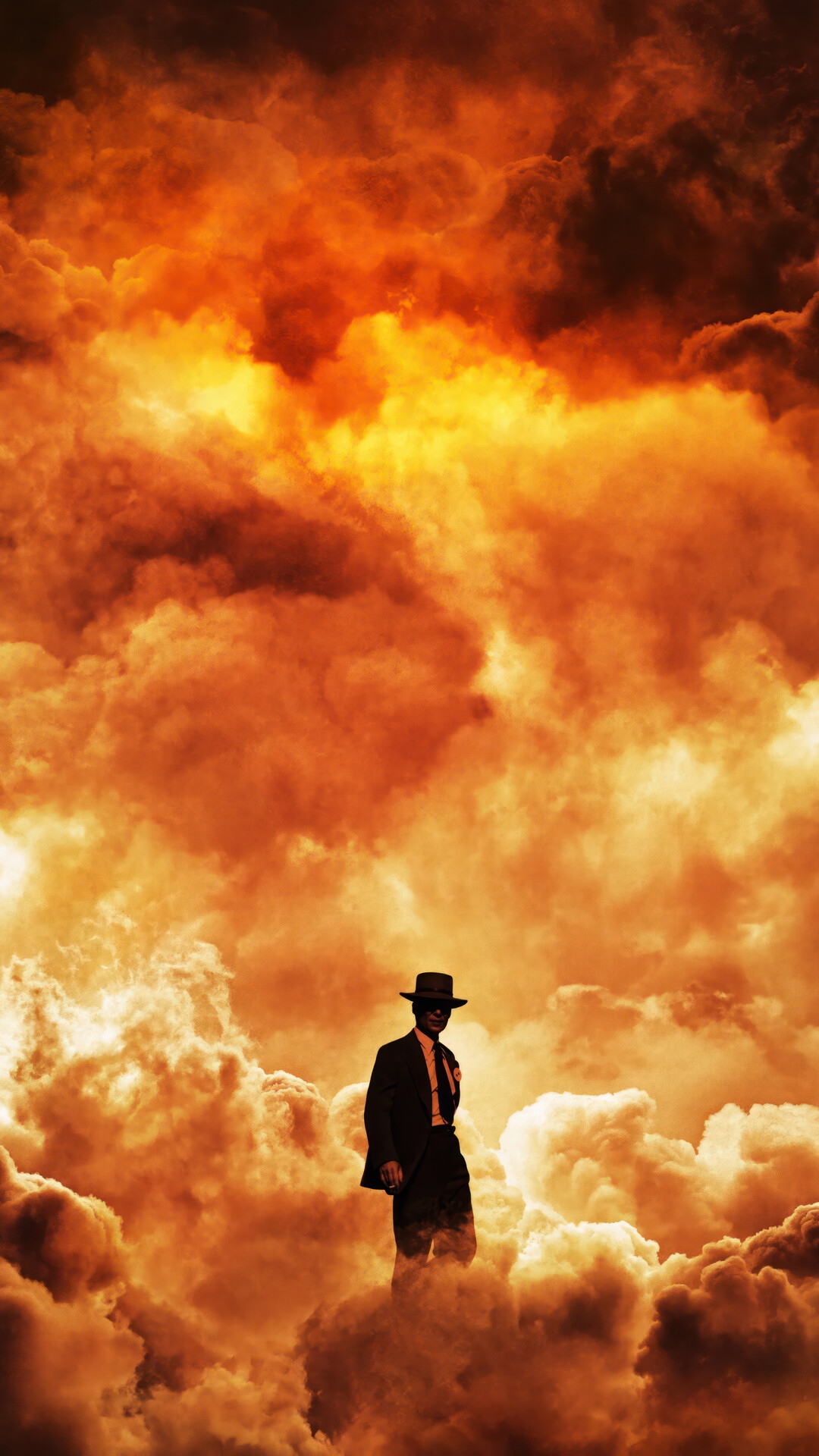 Oppenheimer in front of a mushroom cloud HD Phone Wallpaper