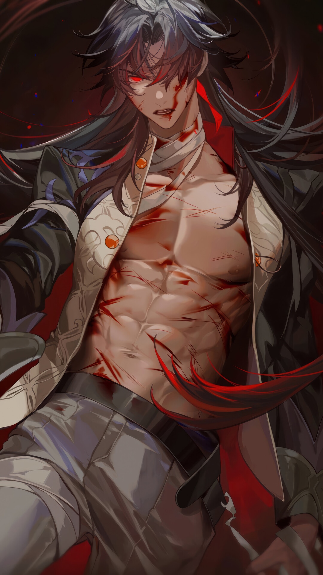 Blade from Honkai: Star Rail covered in blood HD Phone Wallpaper