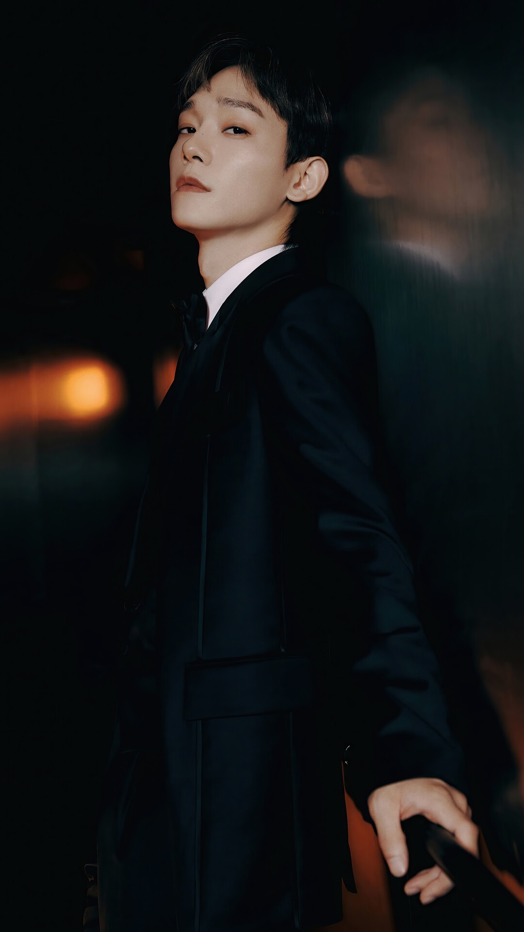 Chen from EXO in a black suit HD Phone Wallpaper