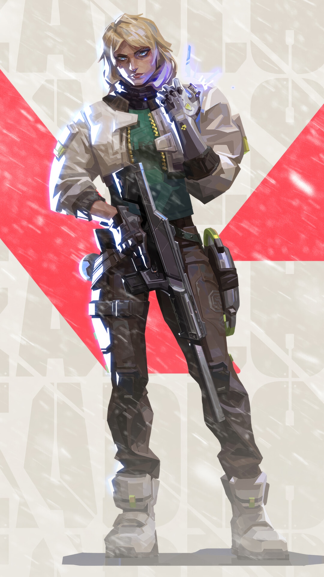Deadlock from Valorant holding a rifle HD Phone Wallpaper