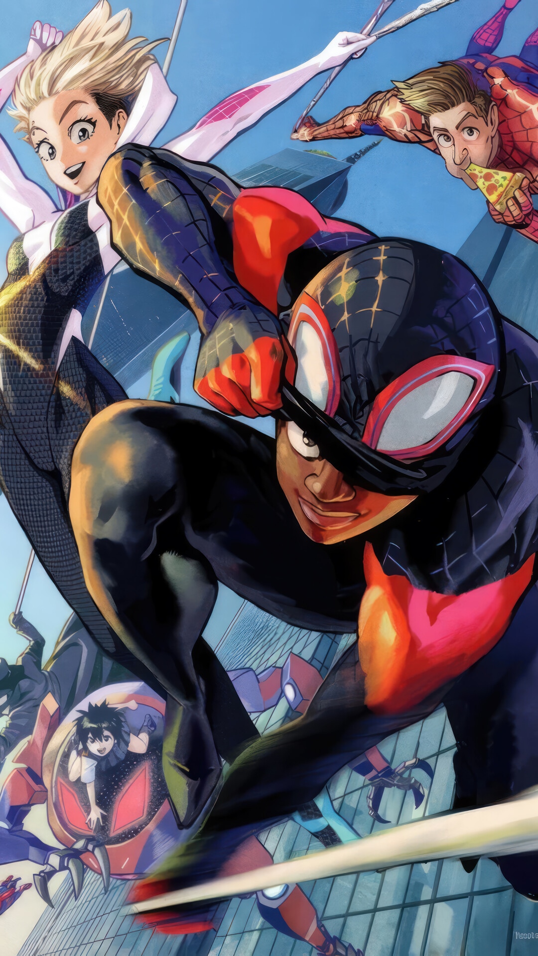 Spider-Man: Across the Spider-Verse, Miles Morales, Gwen Stacy HD Phone Wallpaper