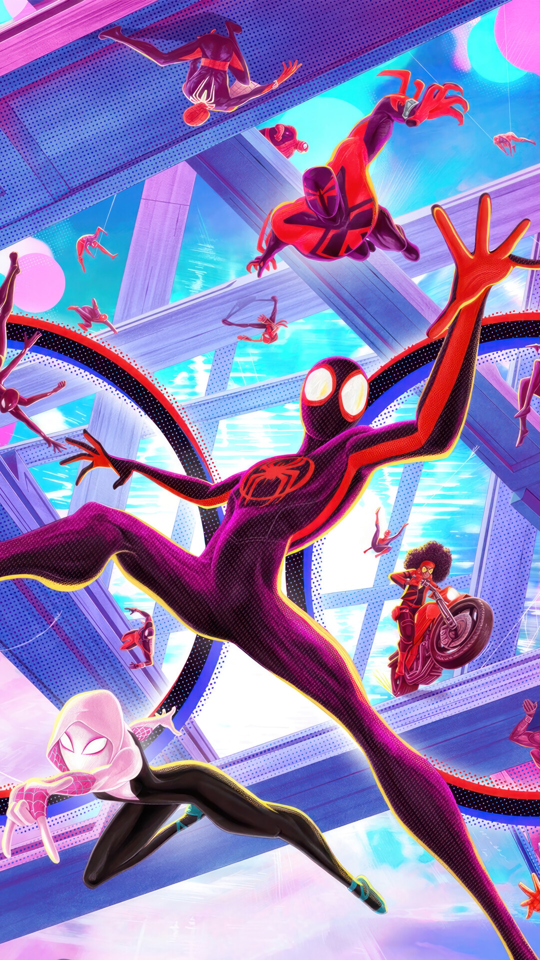 Spider-Man: Across the Spider-Verse with Miles Morales and Gwen Stacy HD Phone Wallpaper