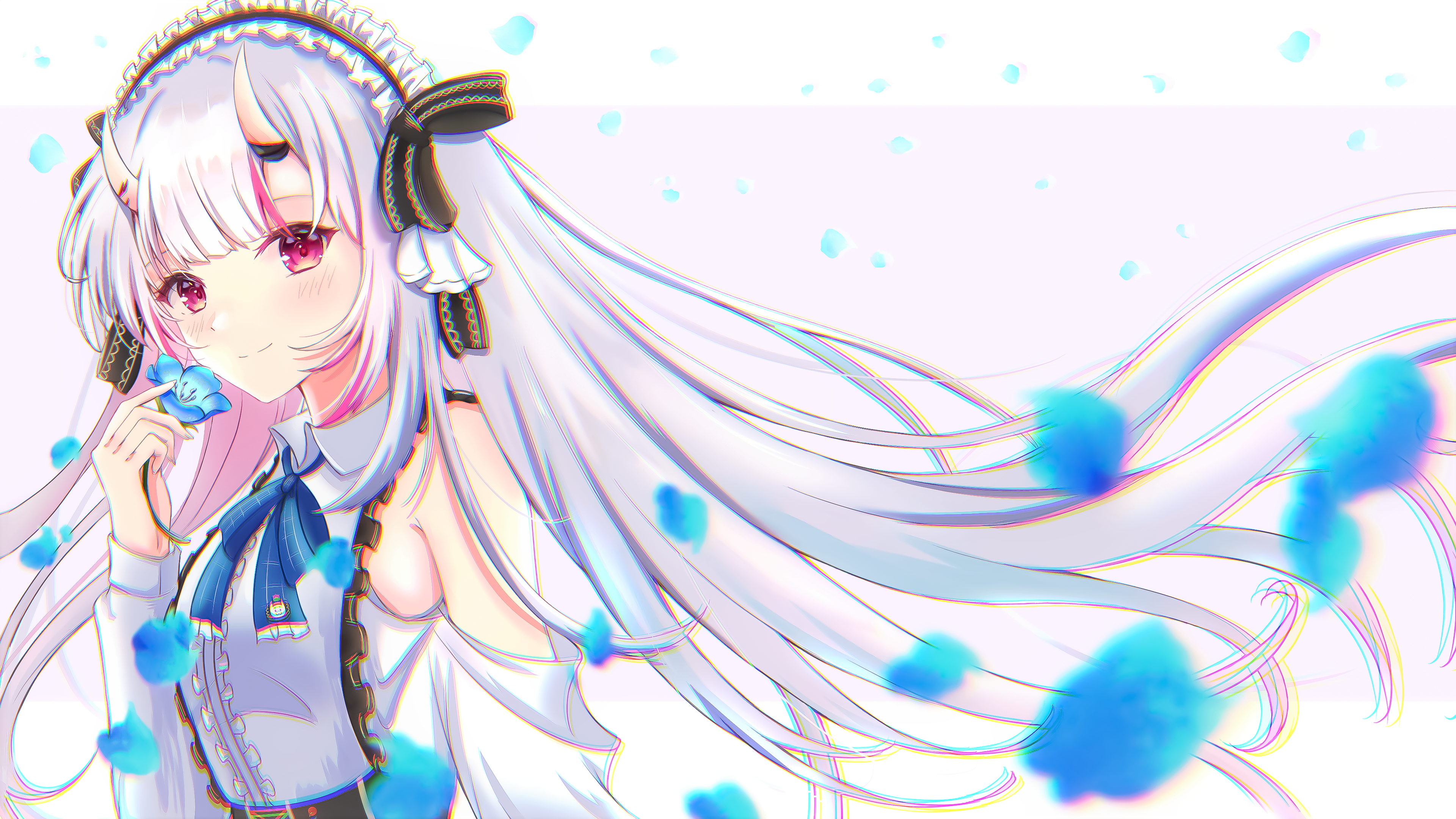 Nariki Ayame from Hololive holding a blue flower HD Wallpaper