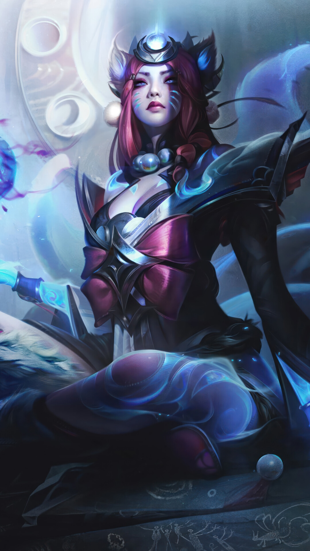 Snow Moon Ahri Splash Art from League of Legends HD Phone Wallpaper