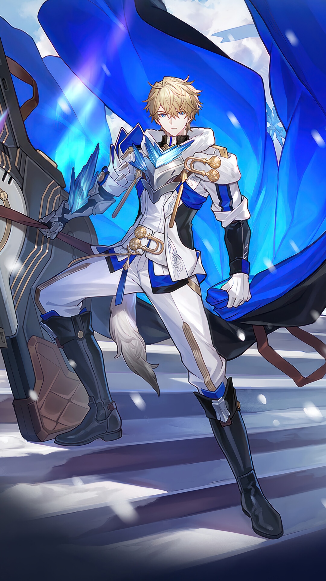 Gepard from Honkai Star Rail in white and blue armor HD Phone Wallpaper