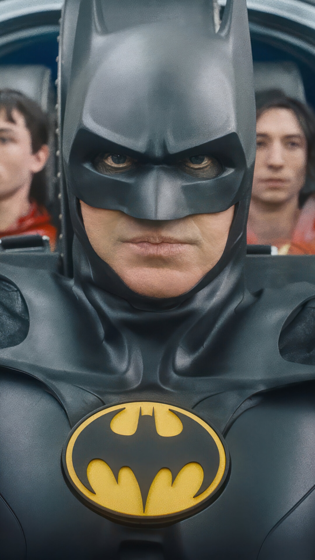Batman and Flash in the Batmobile HD Phone Wallpaper