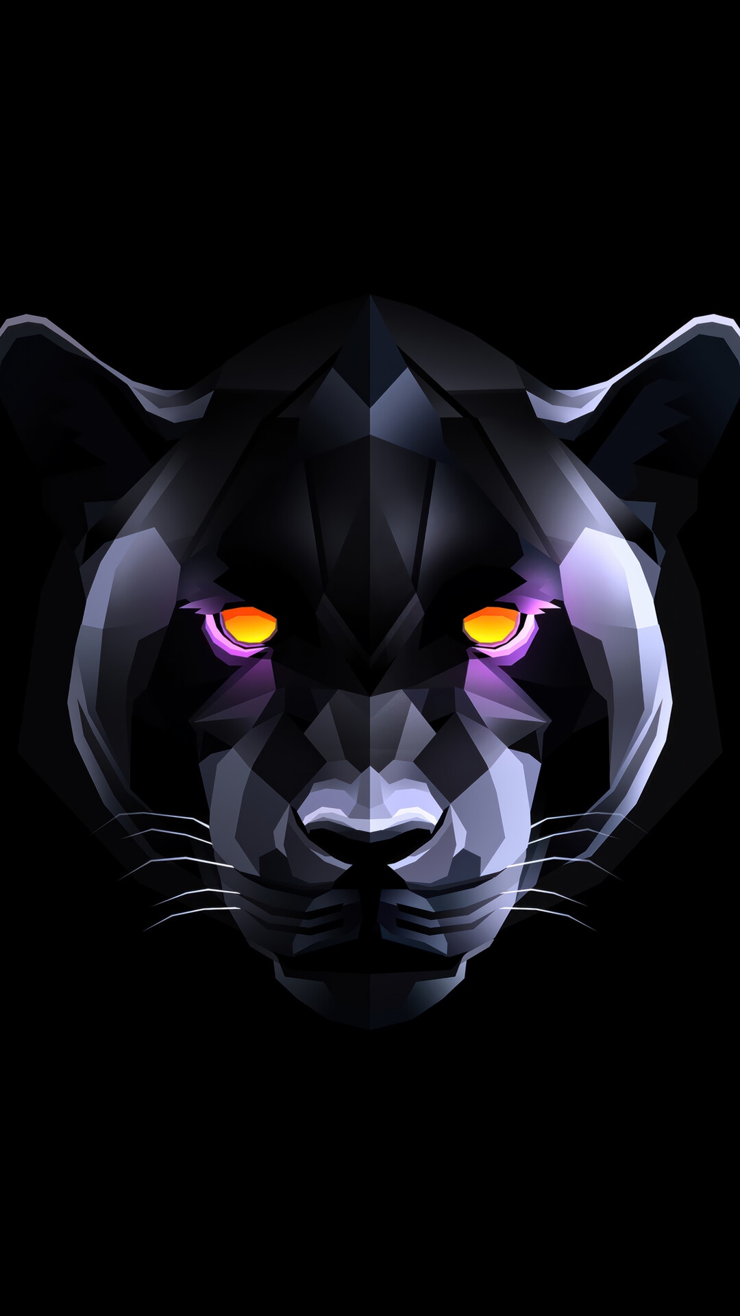Abstract geometric black panther with glowing eyes HD Phone Wallpaper