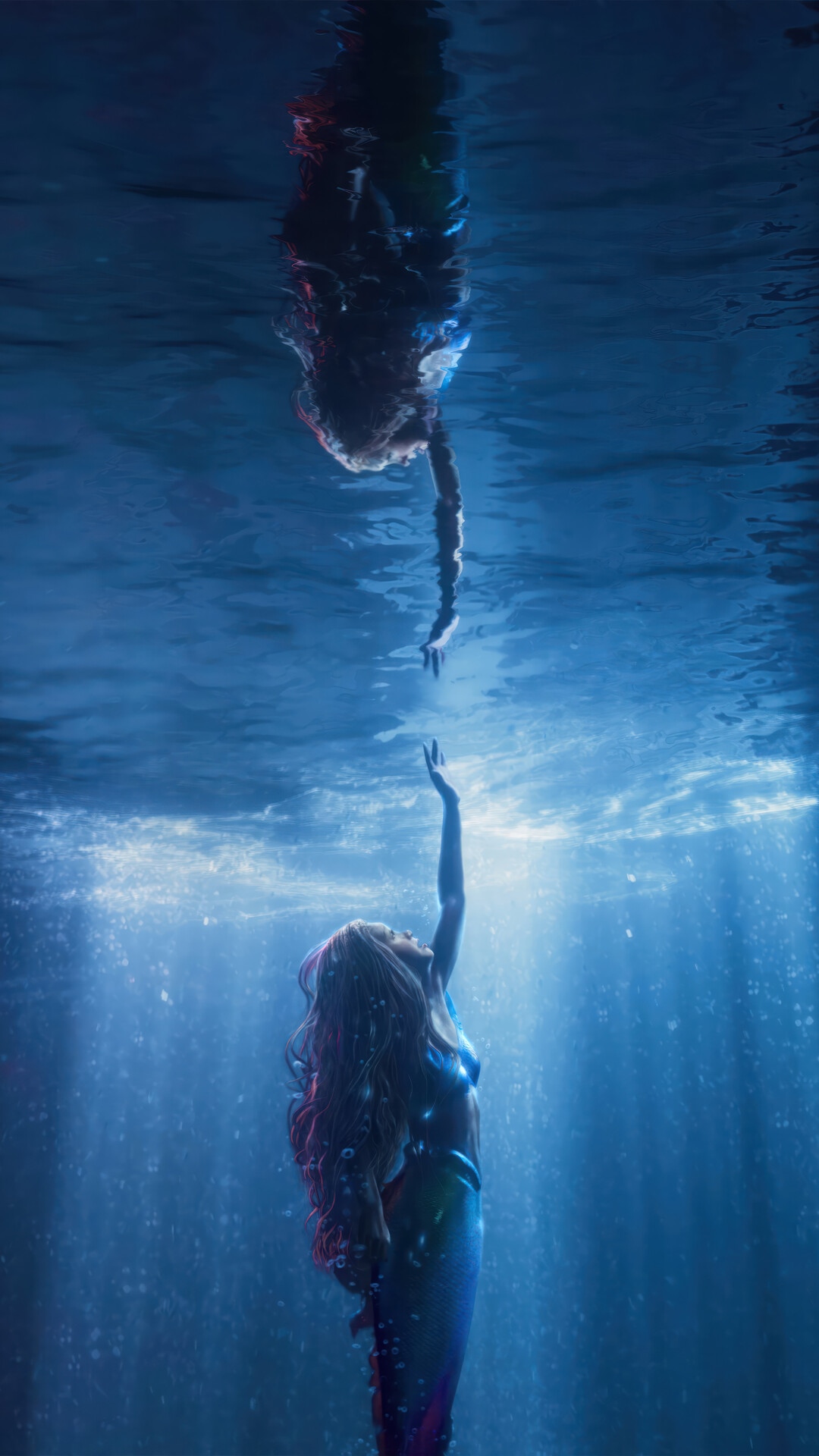 Ariel reaching for her reflection in The Little Mermaid HD Phone Wallpaper