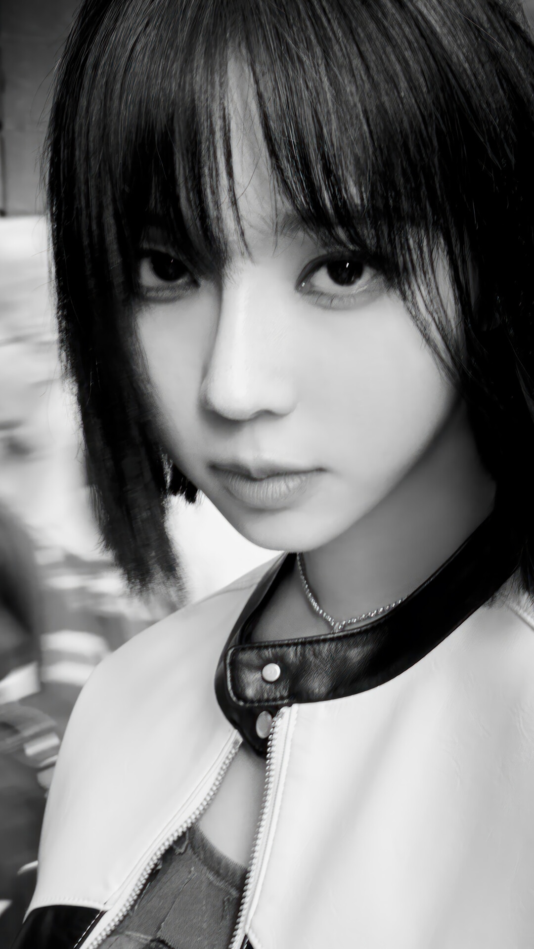 Winter from Aespa in a black and white portrait HD Phone Wallpaper