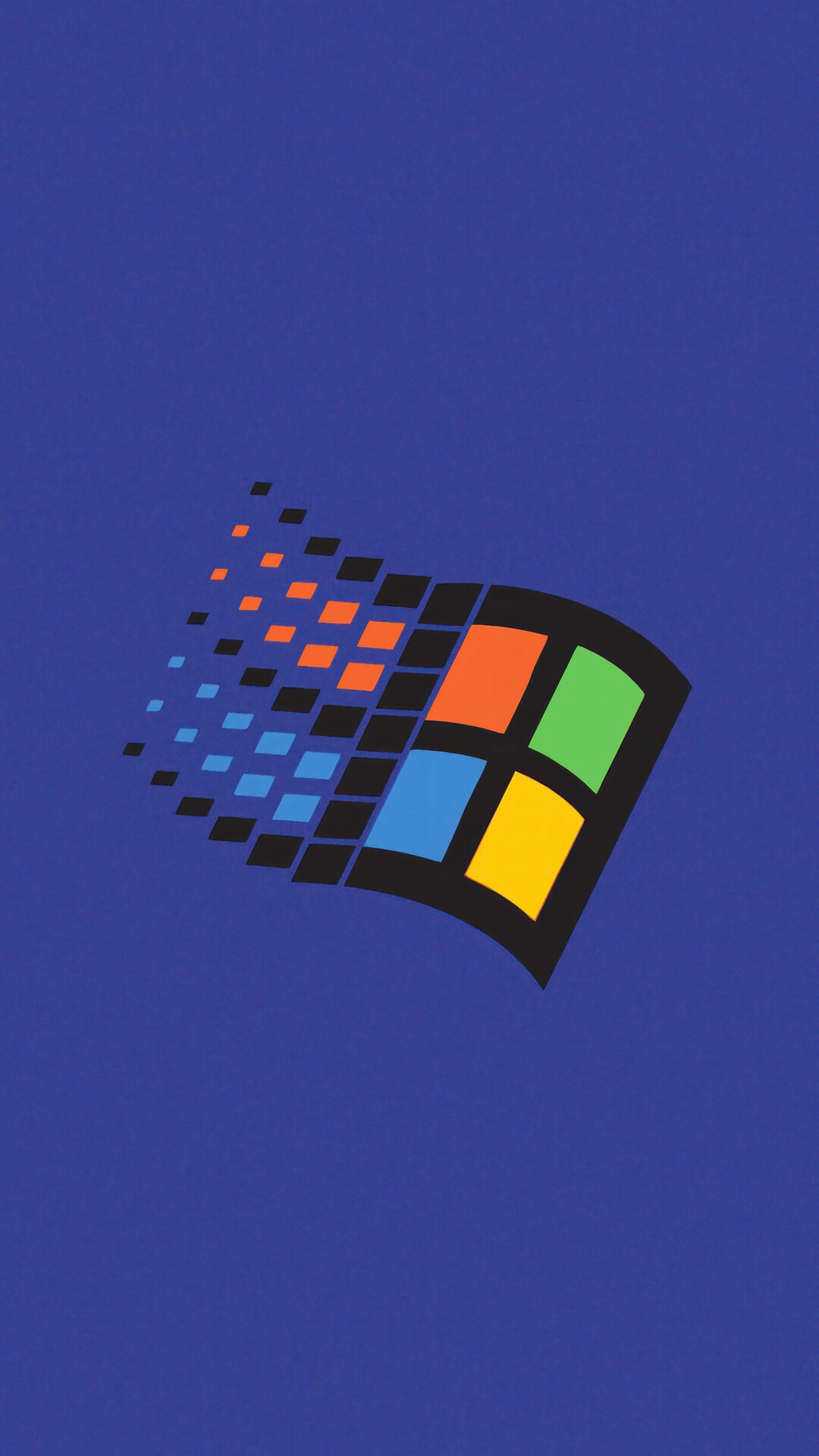 Windows 95 Logo on Blue Background HD Phone Wallpaper